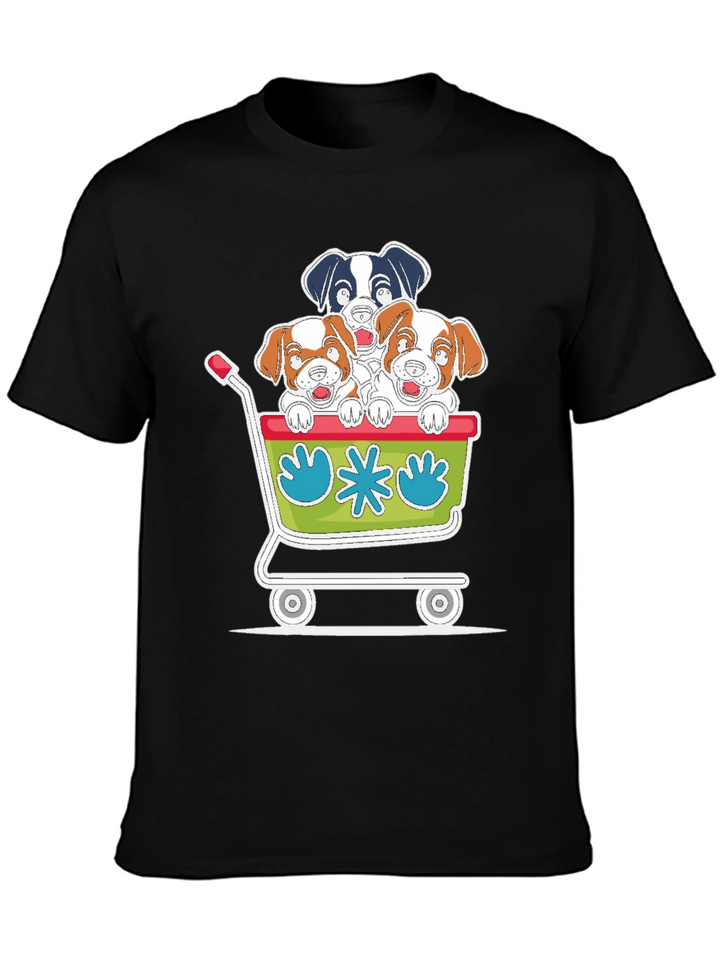 Dog Cart Graphic Tee - Cute Cartoon Puppy T-Shirt