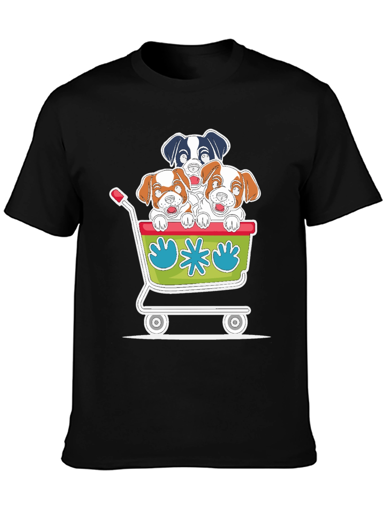 Dog Cart Graphic Tee - Cute Cartoon Puppy T-Shirt