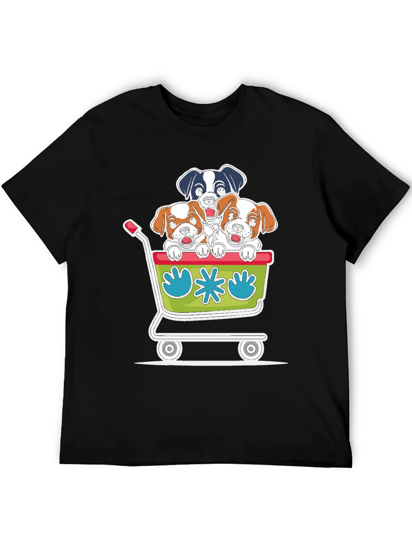 Dog Cart Graphic Tee - Cute Cartoon Puppy T-Shirt