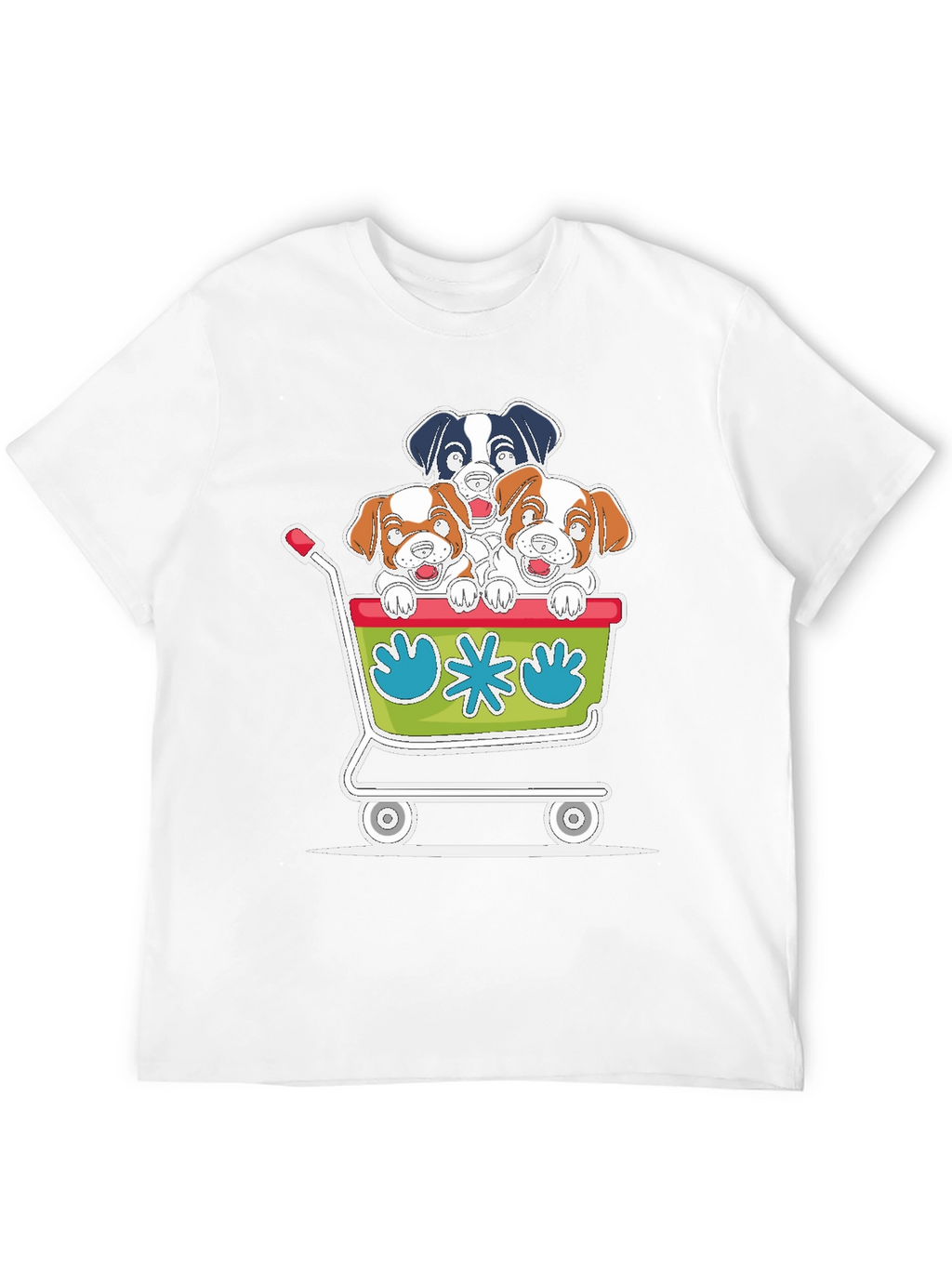 Dog Cart Graphic Tee - Cute Cartoon Puppy T-Shirt