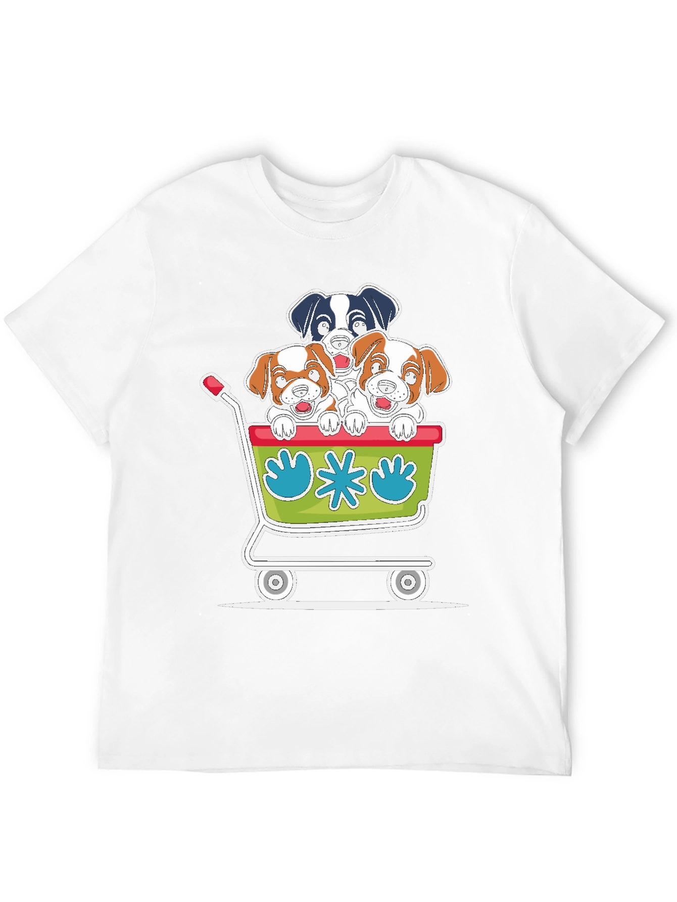 Dog Cart Graphic Tee - Cute Cartoon Puppy T-Shirt