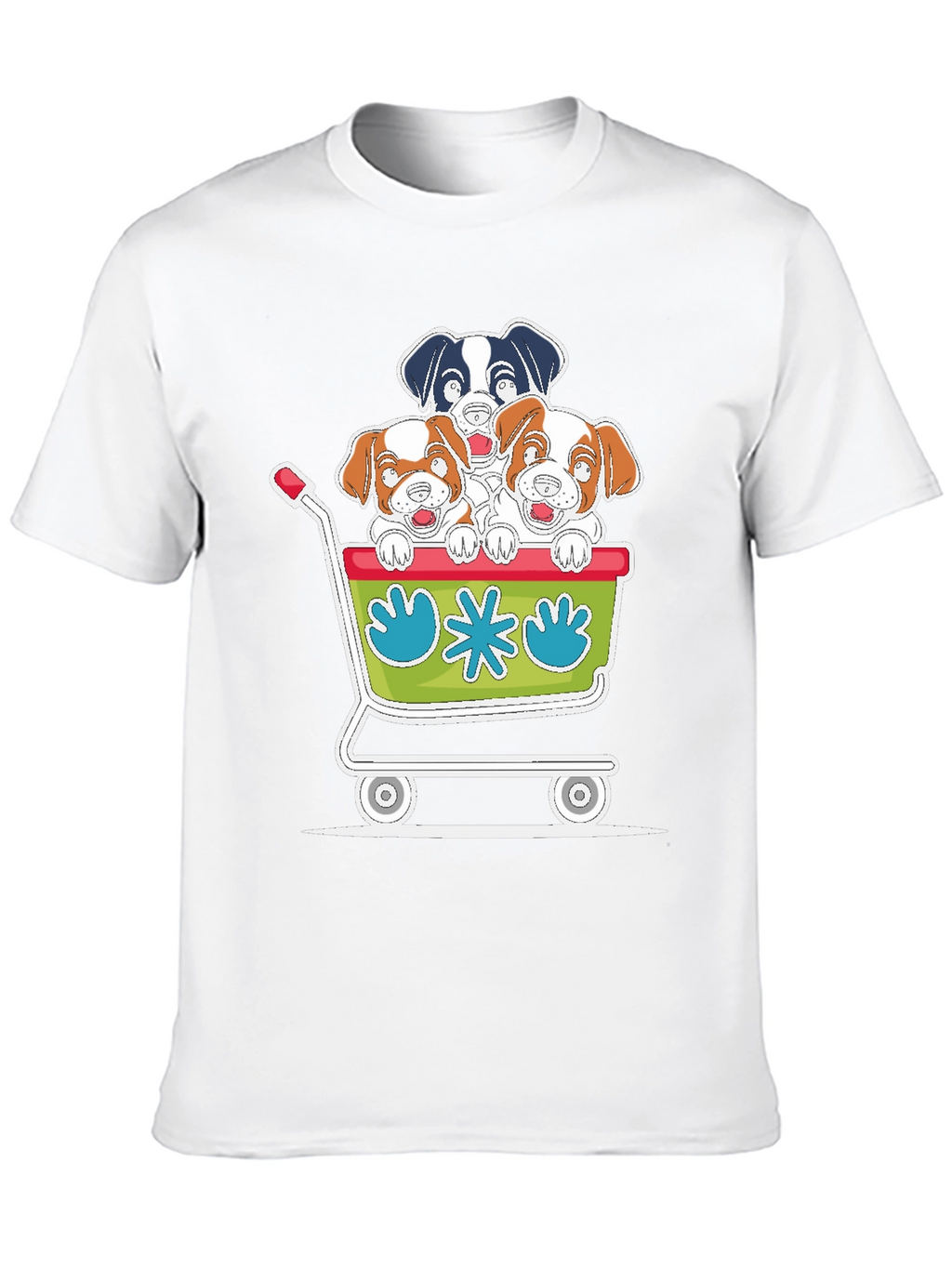 Dog Cart Graphic Tee - Cute Cartoon Puppy T-Shirt
