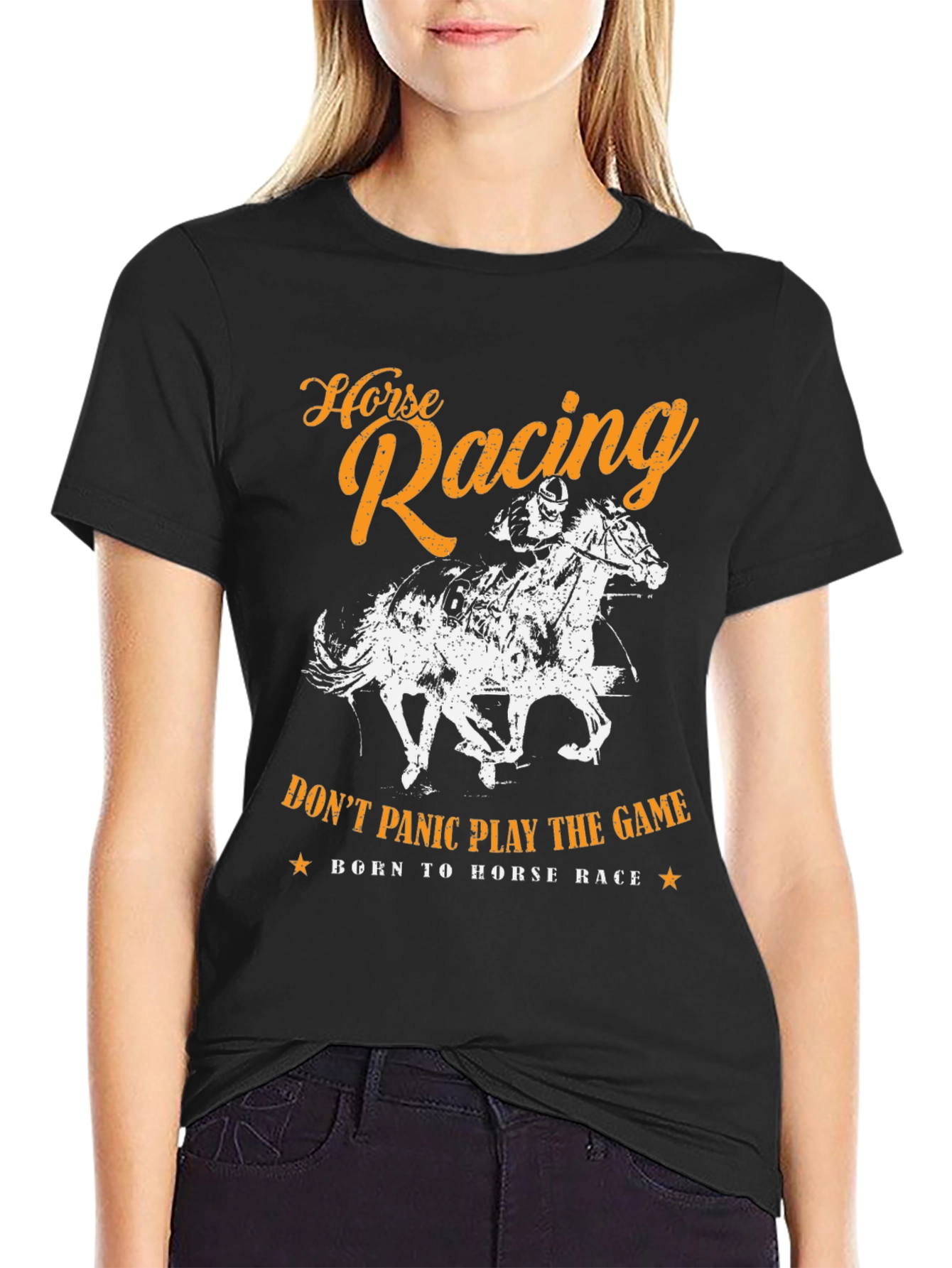 Horse Racing Graphic Print Mens T-Shirt