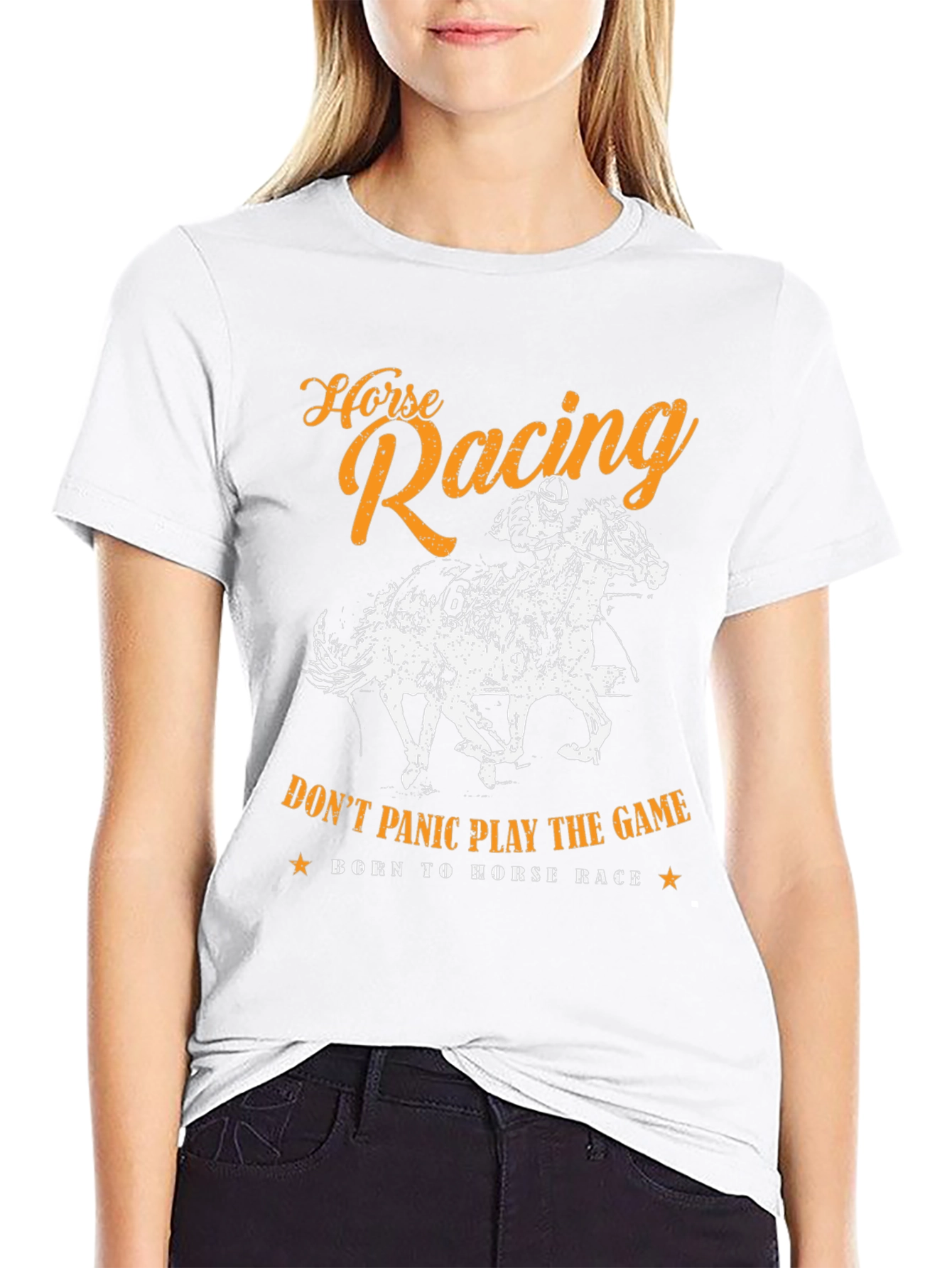 Horse Racing Graphic Print Mens T-Shirt