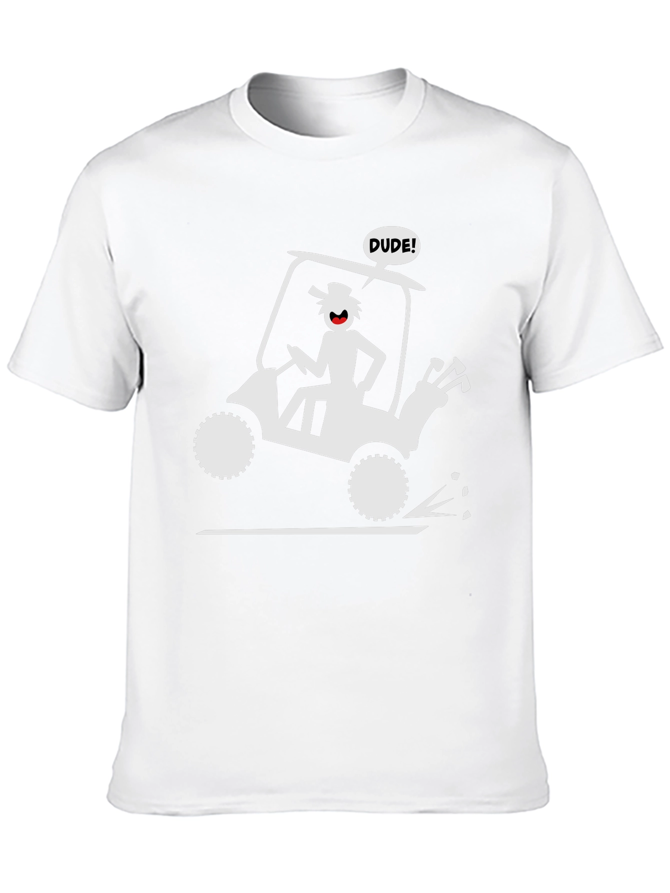 Dude Golf Cart Tee - Fun Golfing Humor Shirt