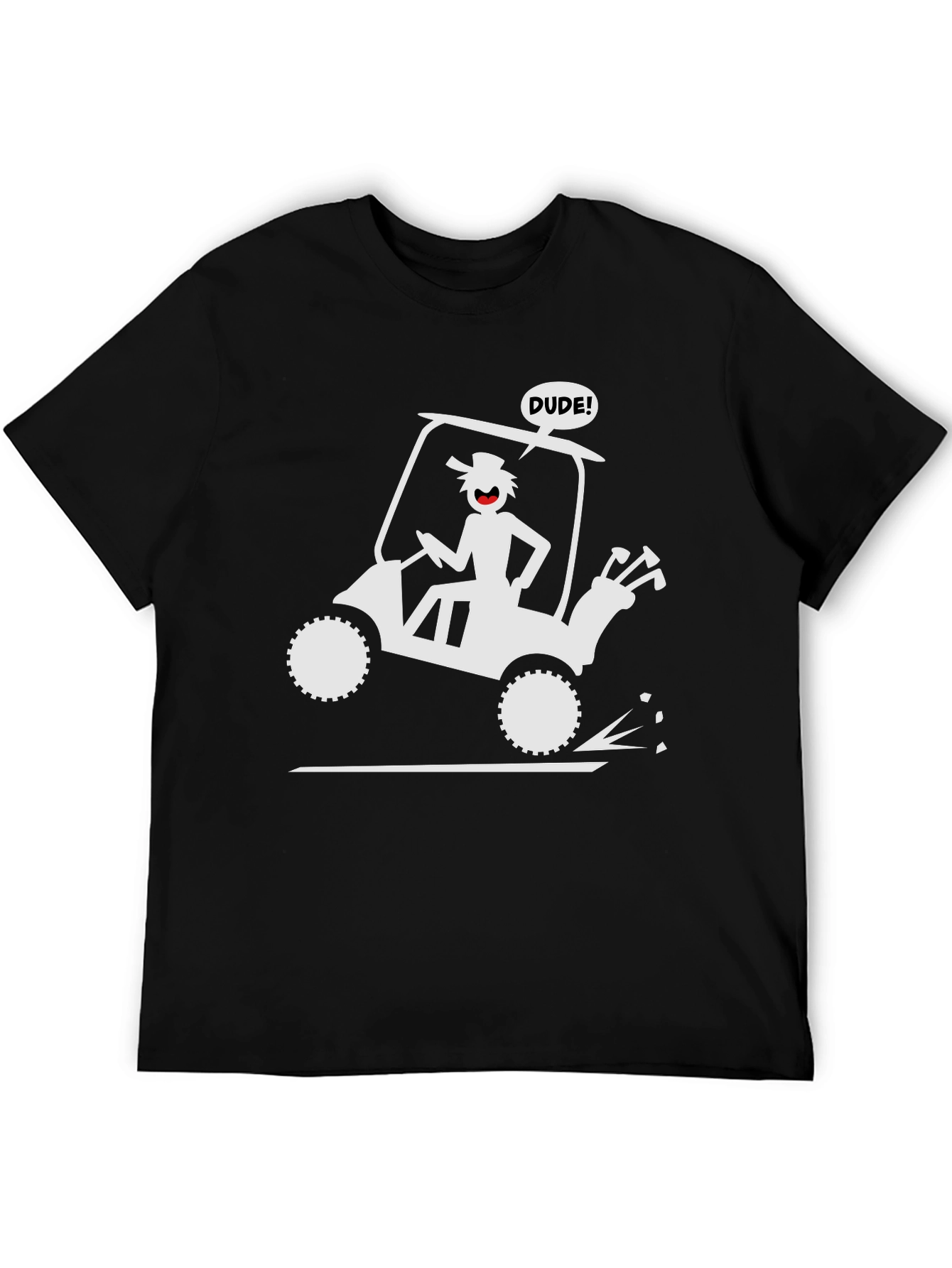 Dude Golf Cart Tee - Fun Golfing Humor Shirt