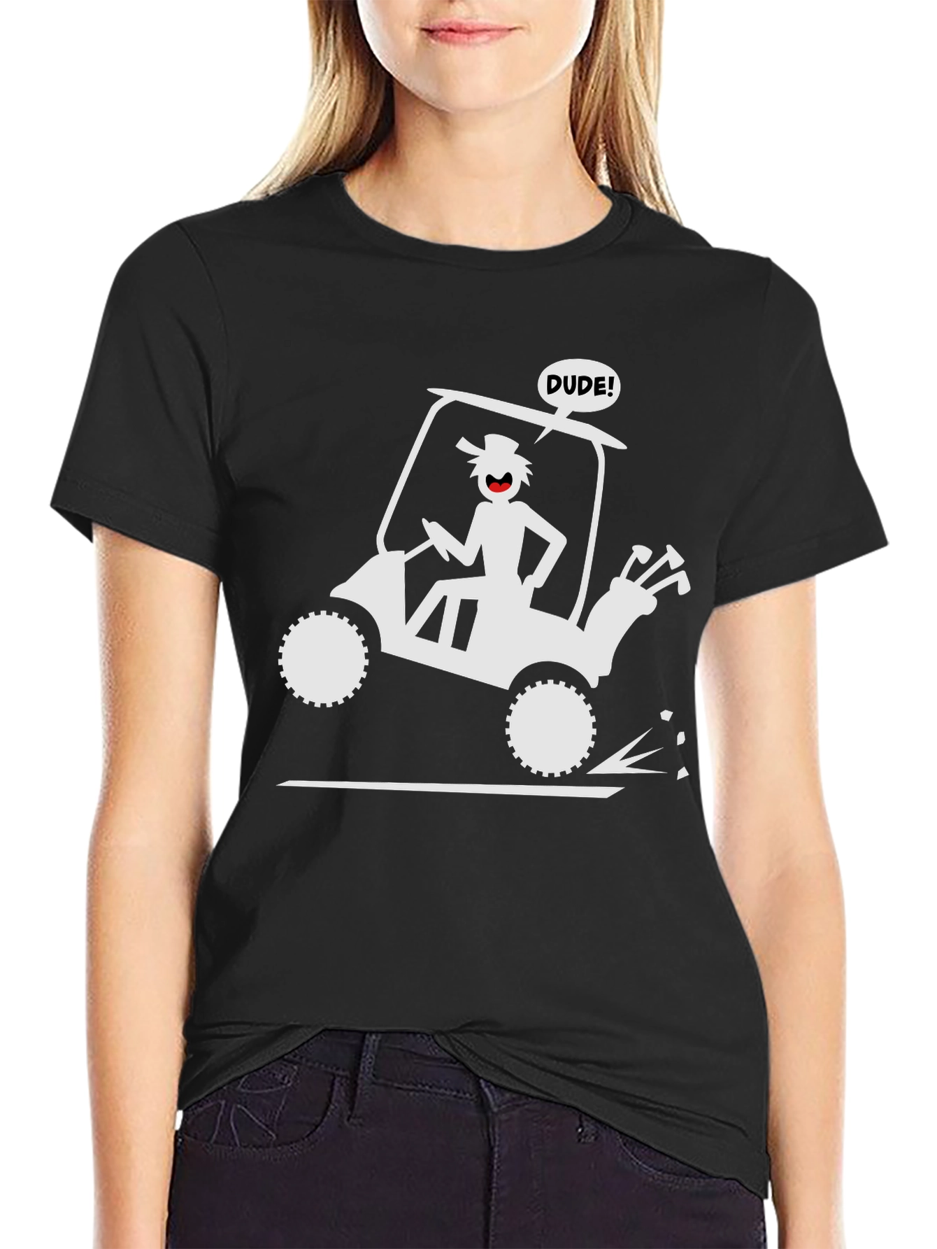 Dude Golf Cart Tee - Fun Golfing Humor Shirt