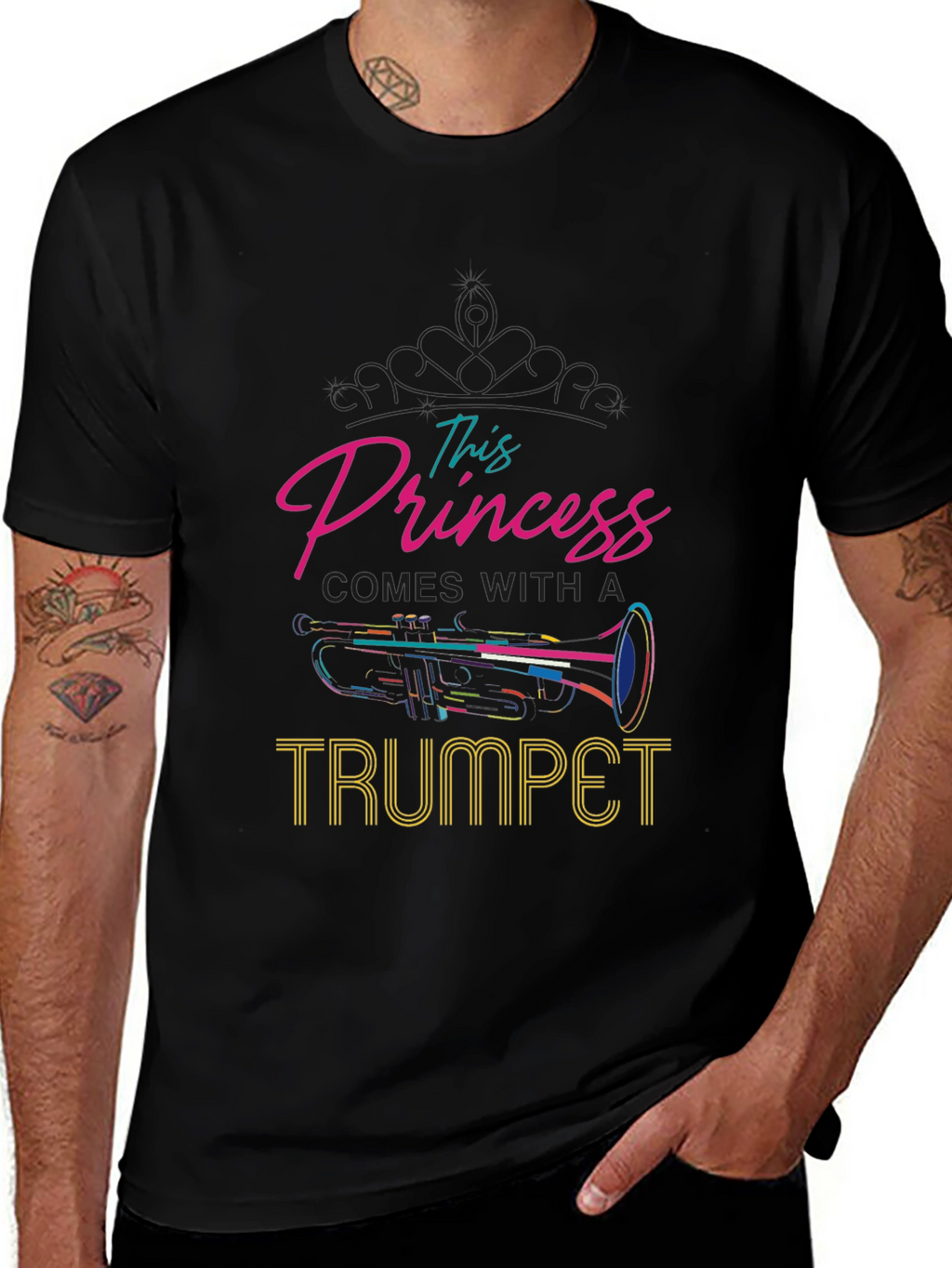 This Princess Comes With A Trumpet Black T-Shirt