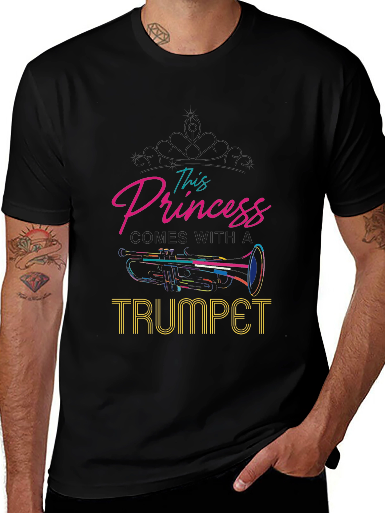 This Princess Comes With A Trumpet Black T-Shirt