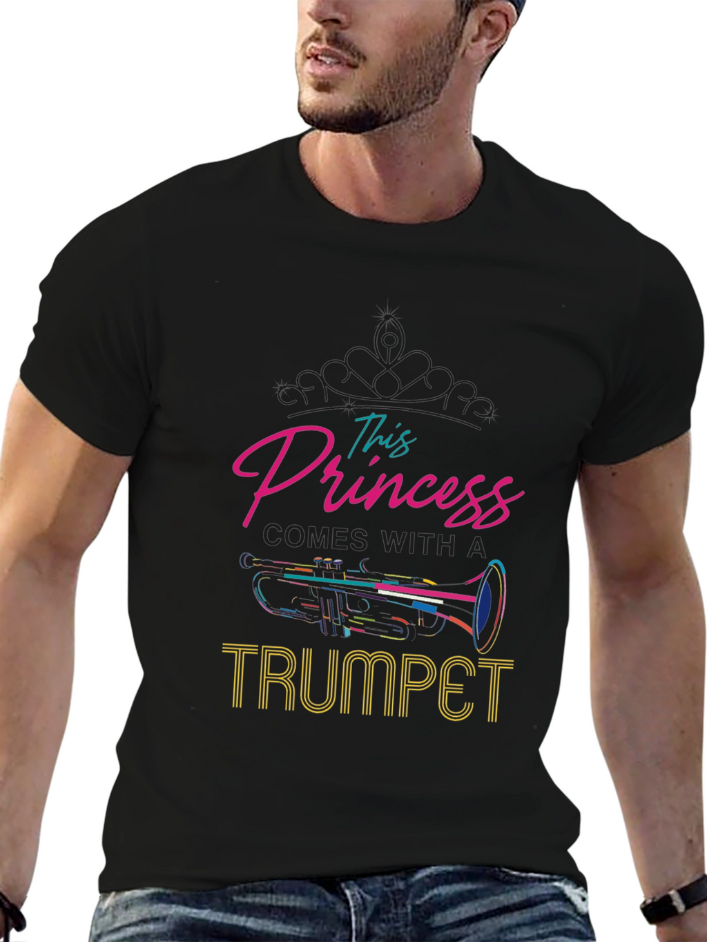 This Princess Comes With A Trumpet Black T-Shirt