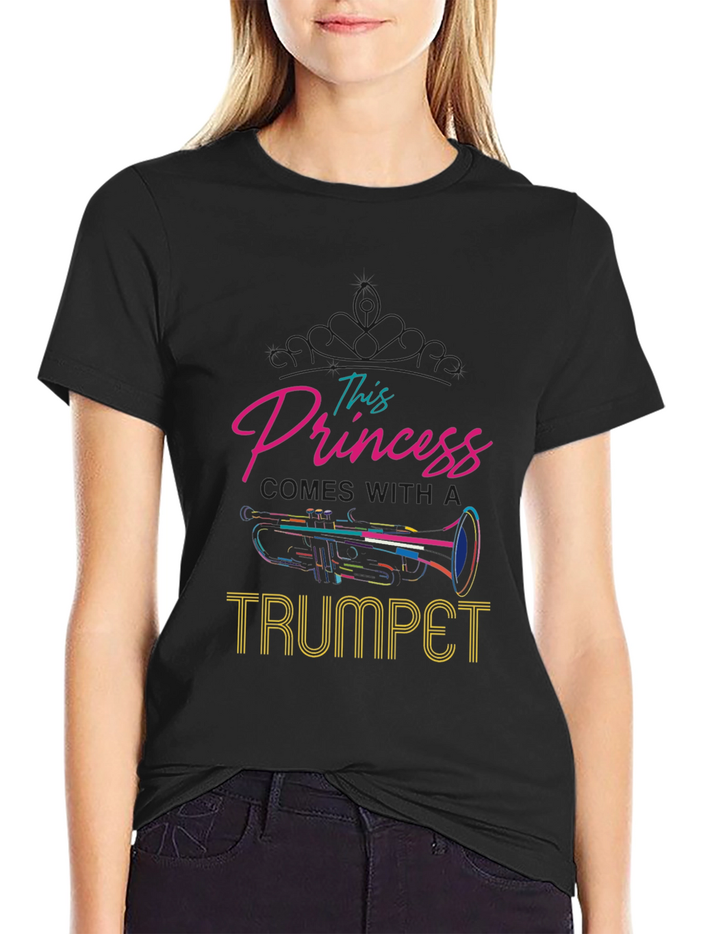This Princess Comes With A Trumpet Black T-Shirt