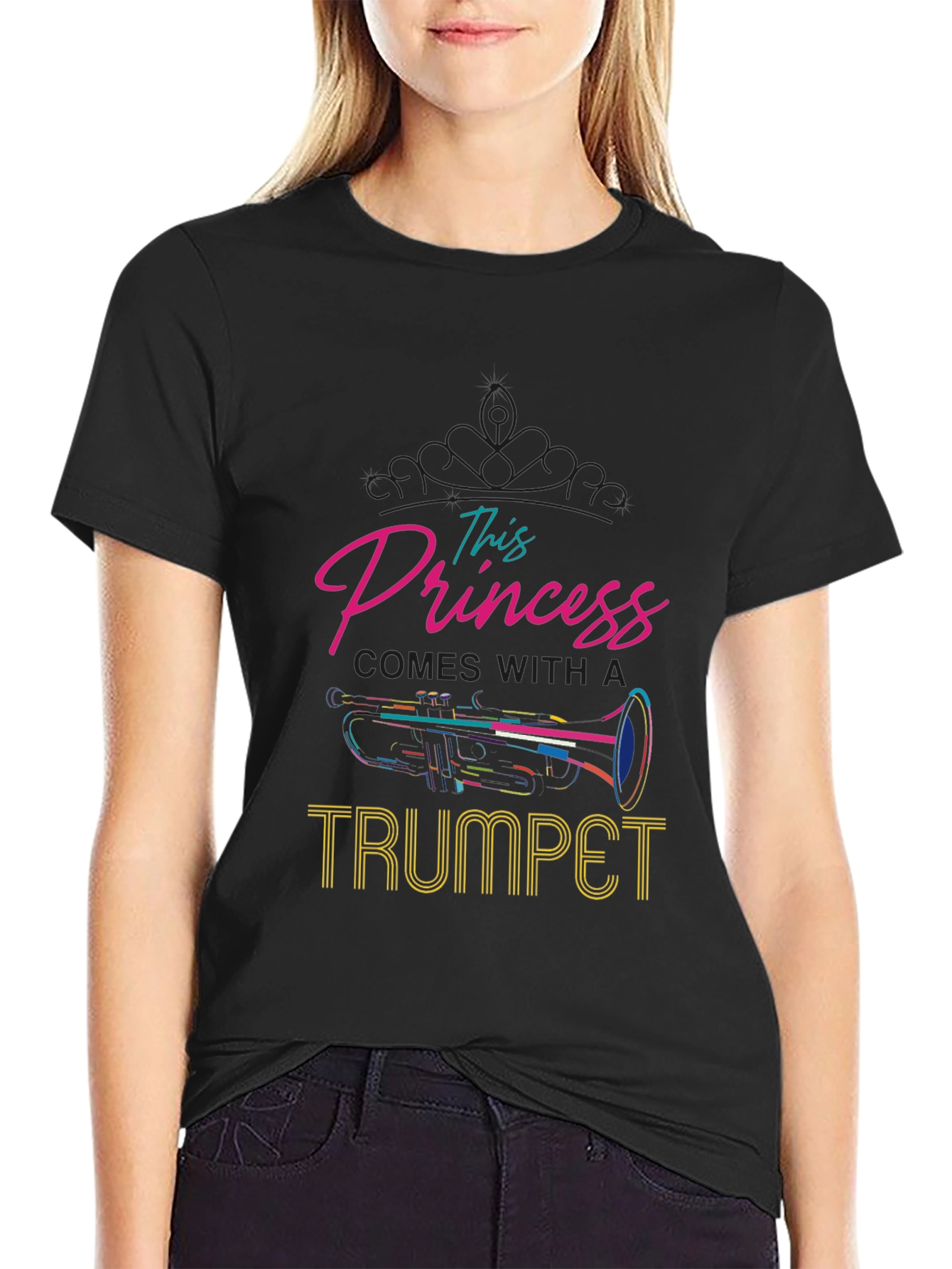 This Princess Comes With A Trumpet Black T-Shirt