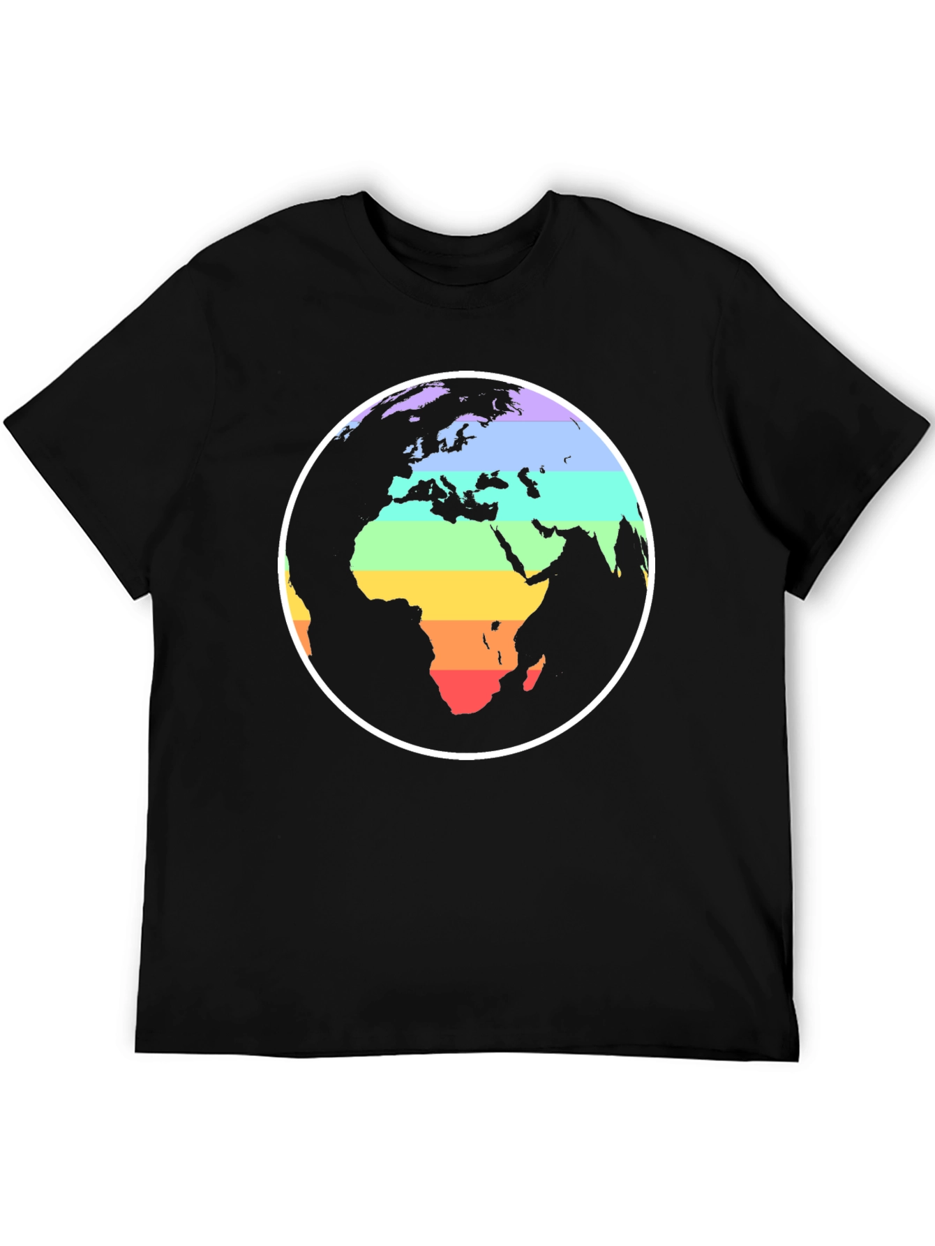 Rainbow Earth Graphic Black T-Shirt