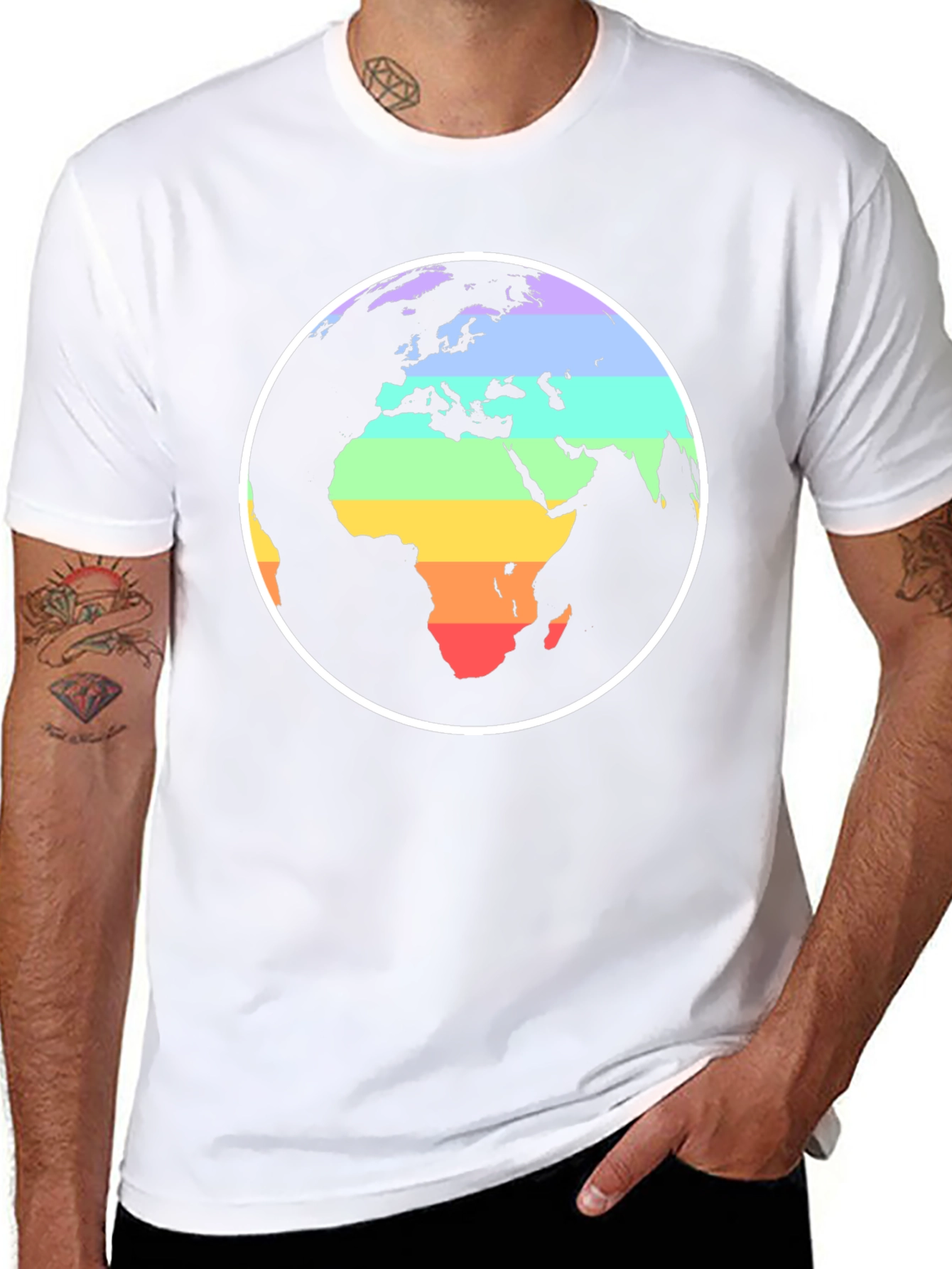 Rainbow Earth Graphic Black T-Shirt