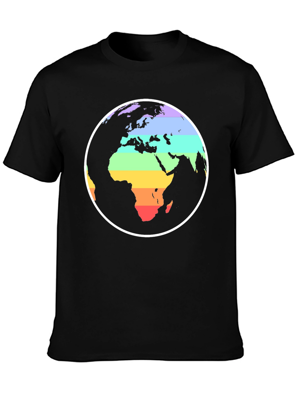 Rainbow Earth Graphic Black T-Shirt