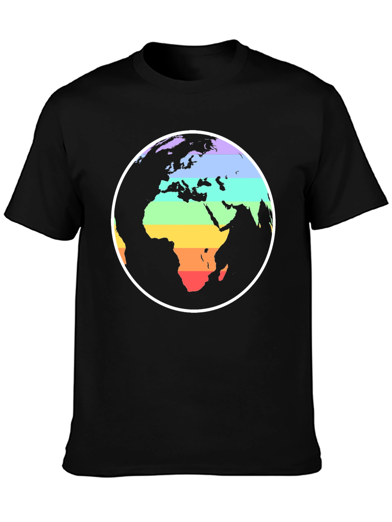 Rainbow Earth Graphic Black T-Shirt