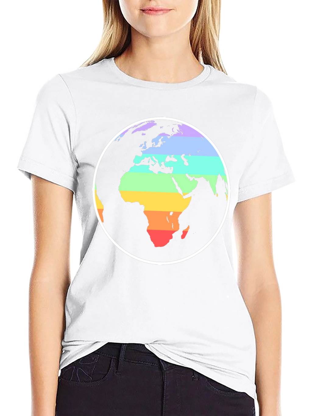 Rainbow Earth Graphic Black T-Shirt