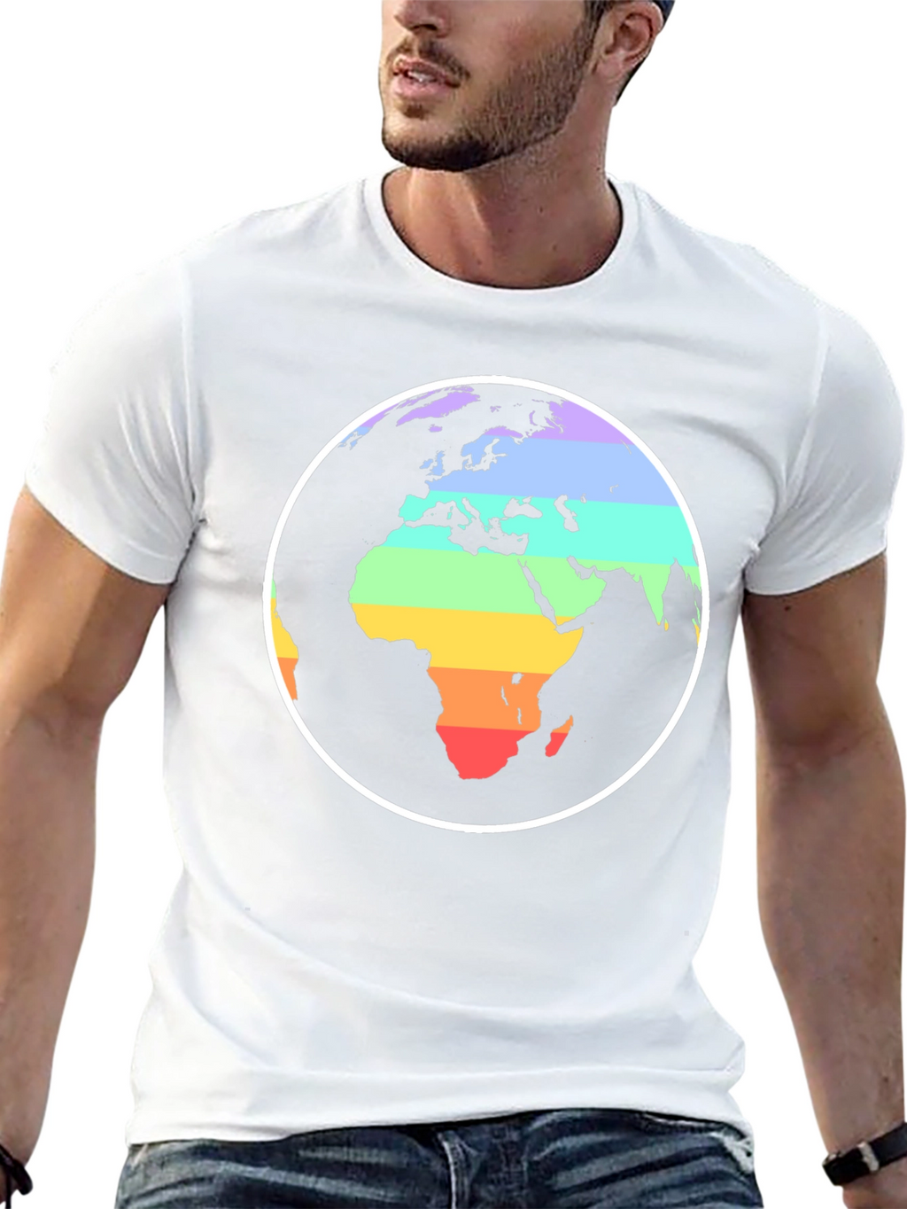 Rainbow Earth Graphic Black T-Shirt