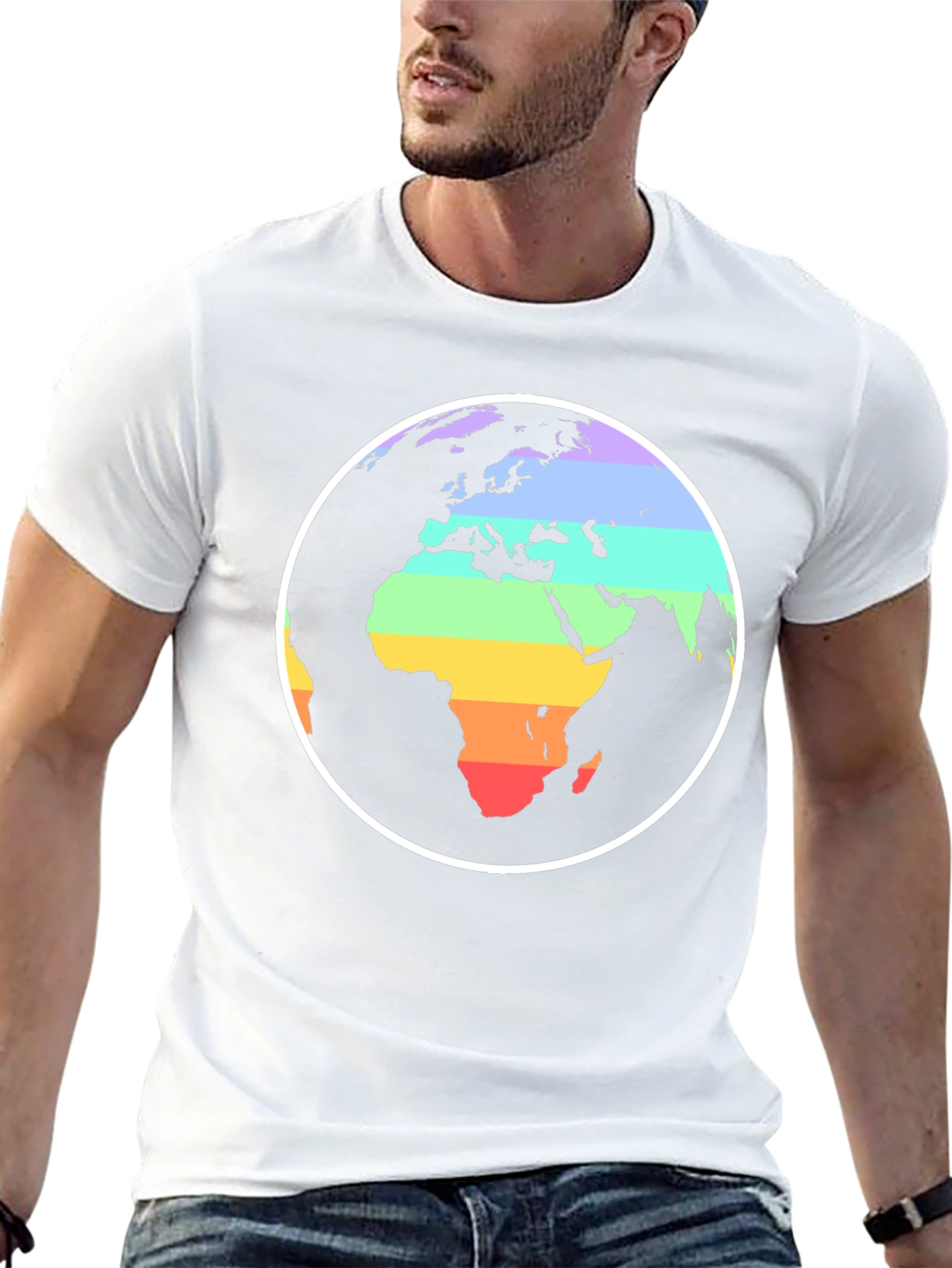 Rainbow Earth Graphic Black T-Shirt
