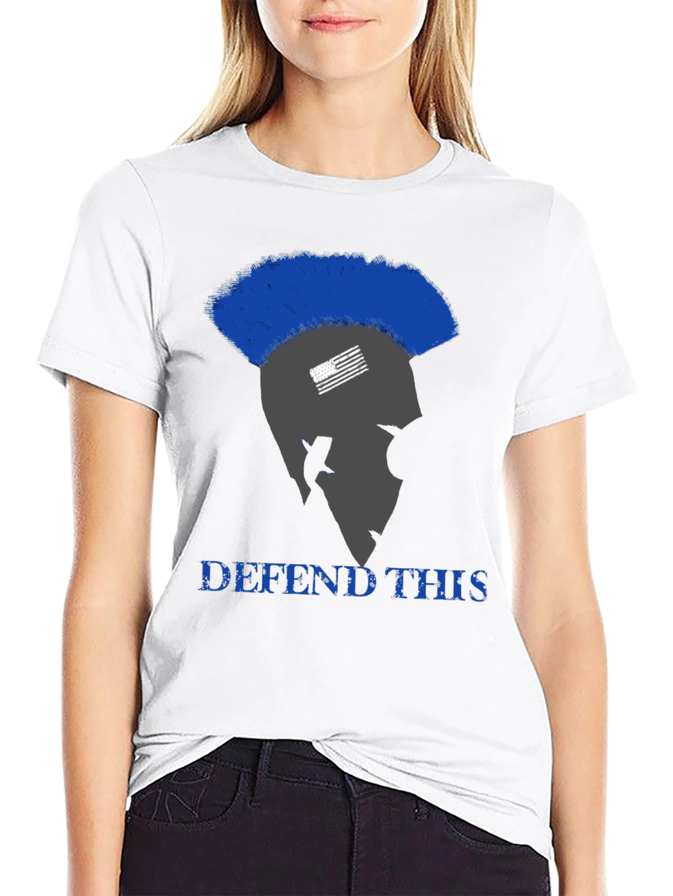 Defend This Spartan American Flag Graphic T-Shirt