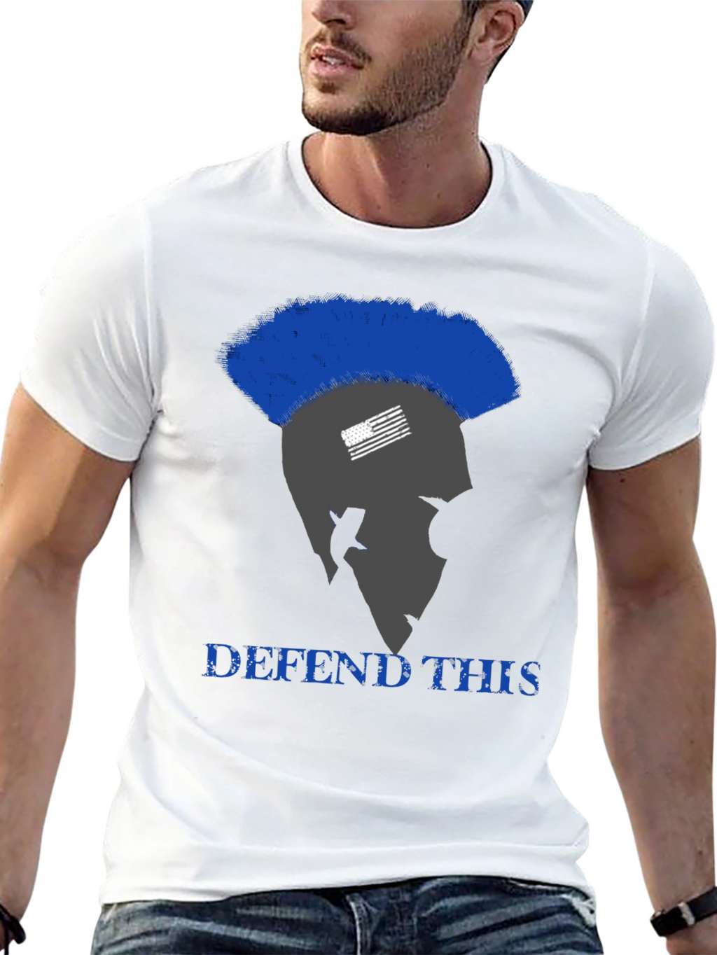 Defend This Spartan American Flag Graphic T-Shirt