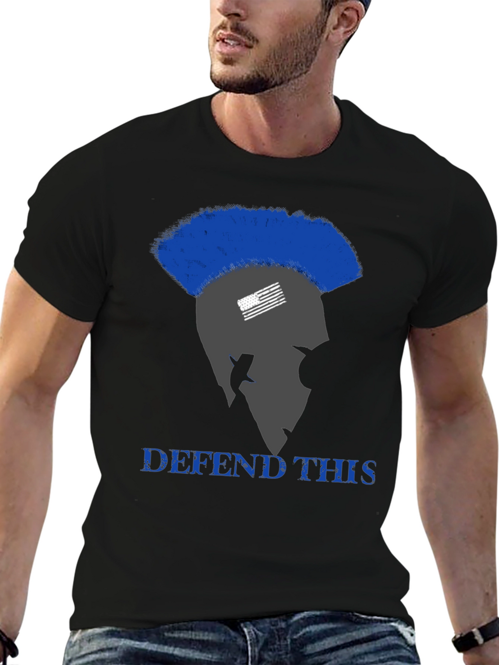Defend This Spartan American Flag Graphic T-Shirt