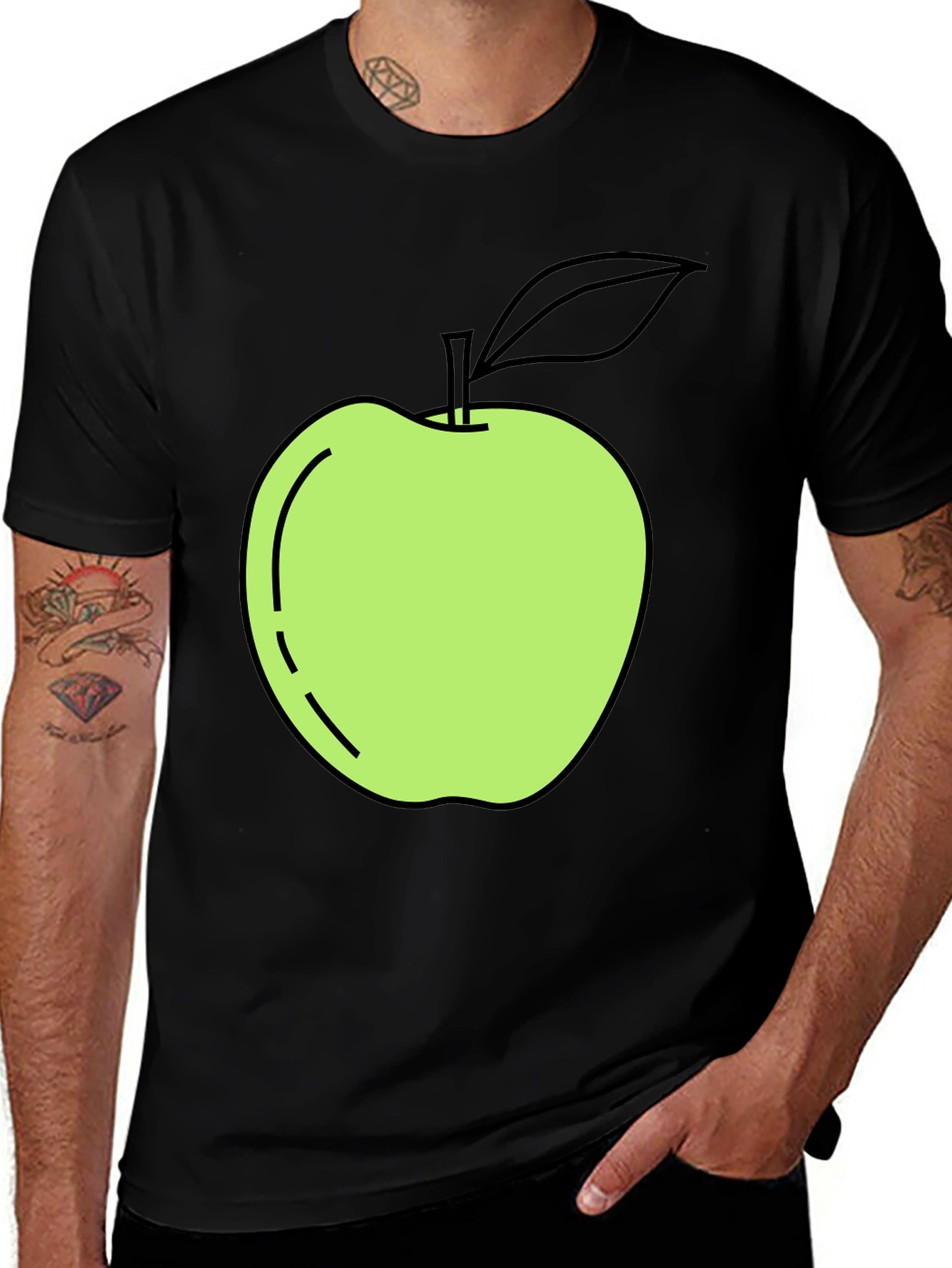 Apple Graphic Black T-Shirt - Casual Cool