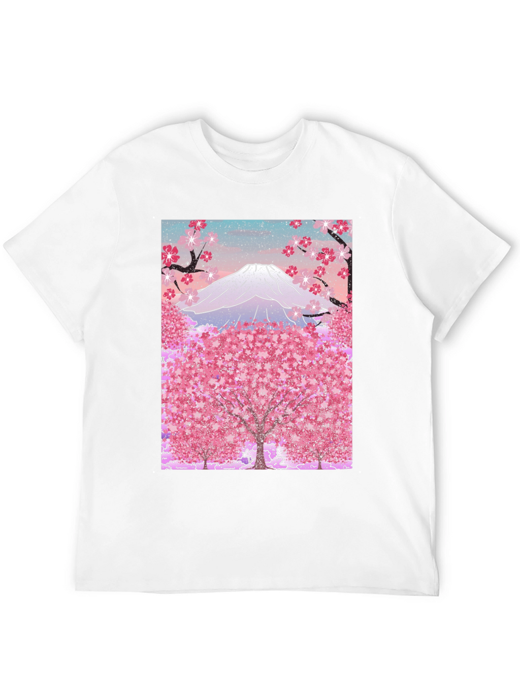 Mount Fuji Cherry Blossom Graphic Tee - Black