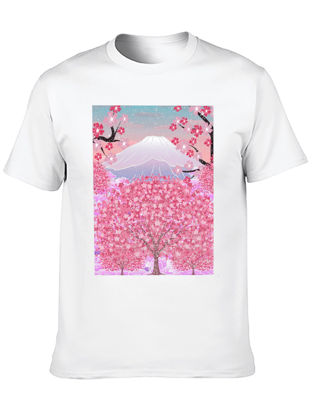 Mount Fuji Cherry Blossom Graphic Tee - Black
