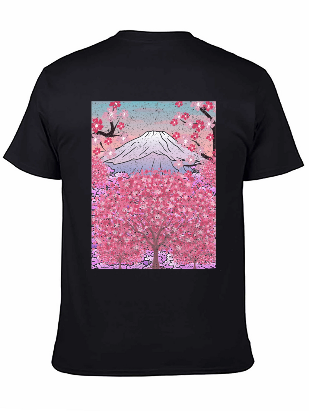 Mount Fuji Cherry Blossom Graphic Tee - Black