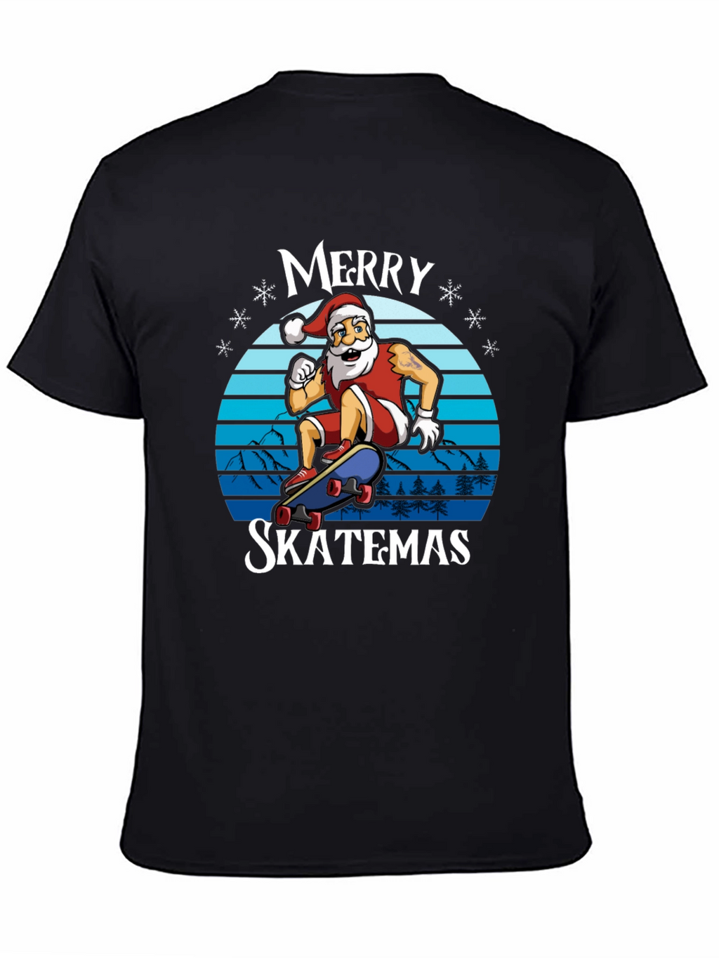 Merry Skatemas T-Shirt - Santa Skateboarding Graphic Tee
