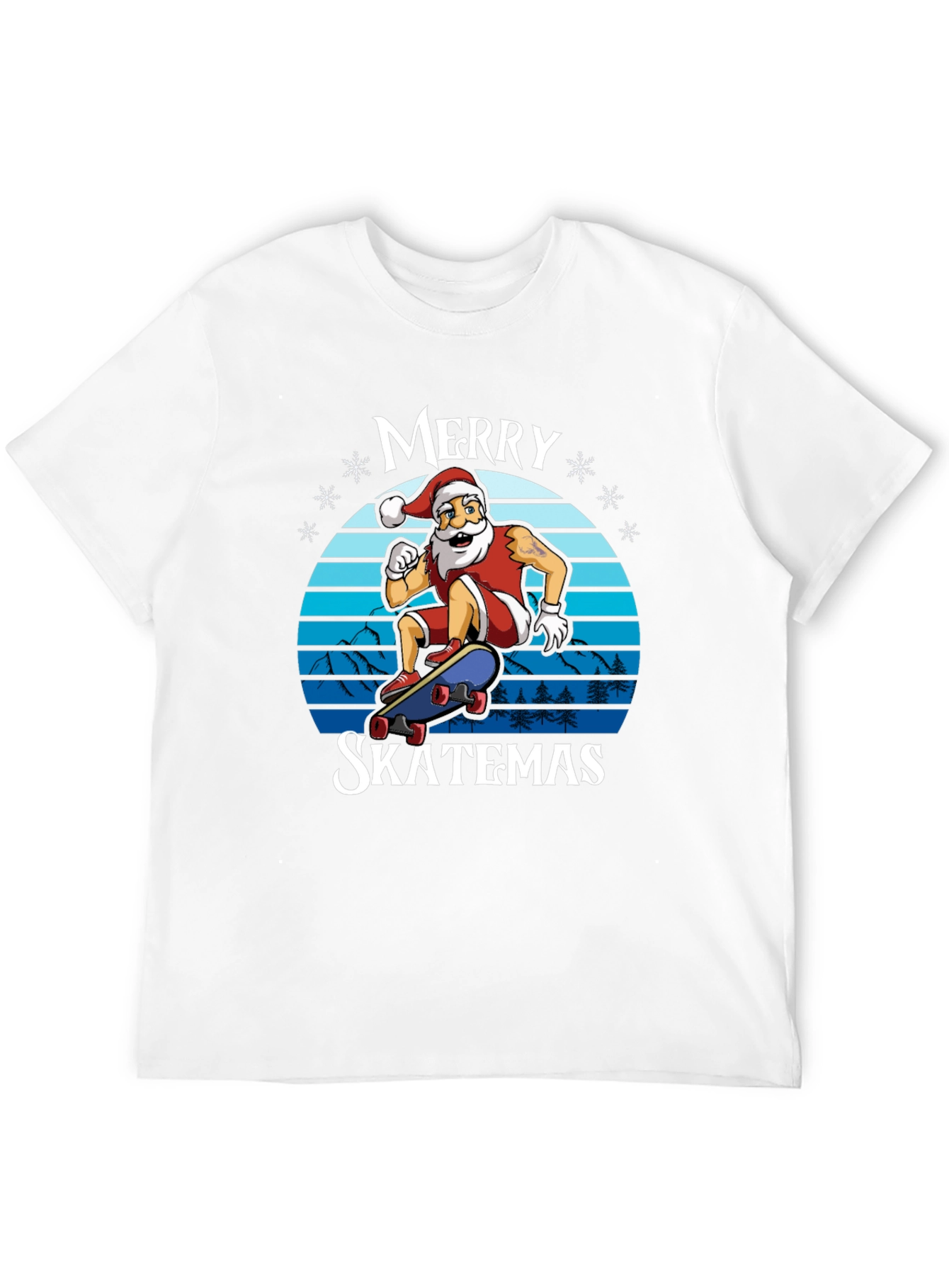 Merry Skatemas T-Shirt - Santa Skateboarding Graphic Tee