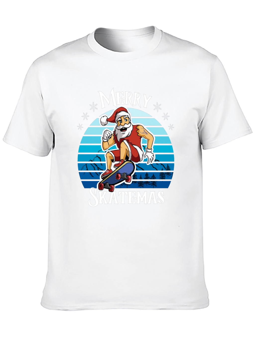 Merry Skatemas T-Shirt - Santa Skateboarding Graphic Tee