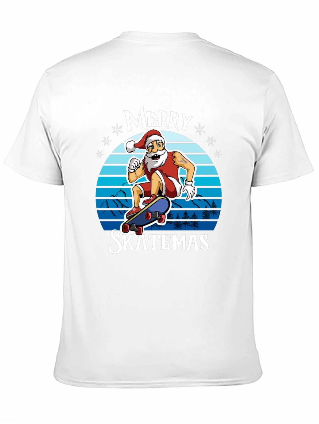 Merry Skatemas T-Shirt - Santa Skateboarding Graphic Tee