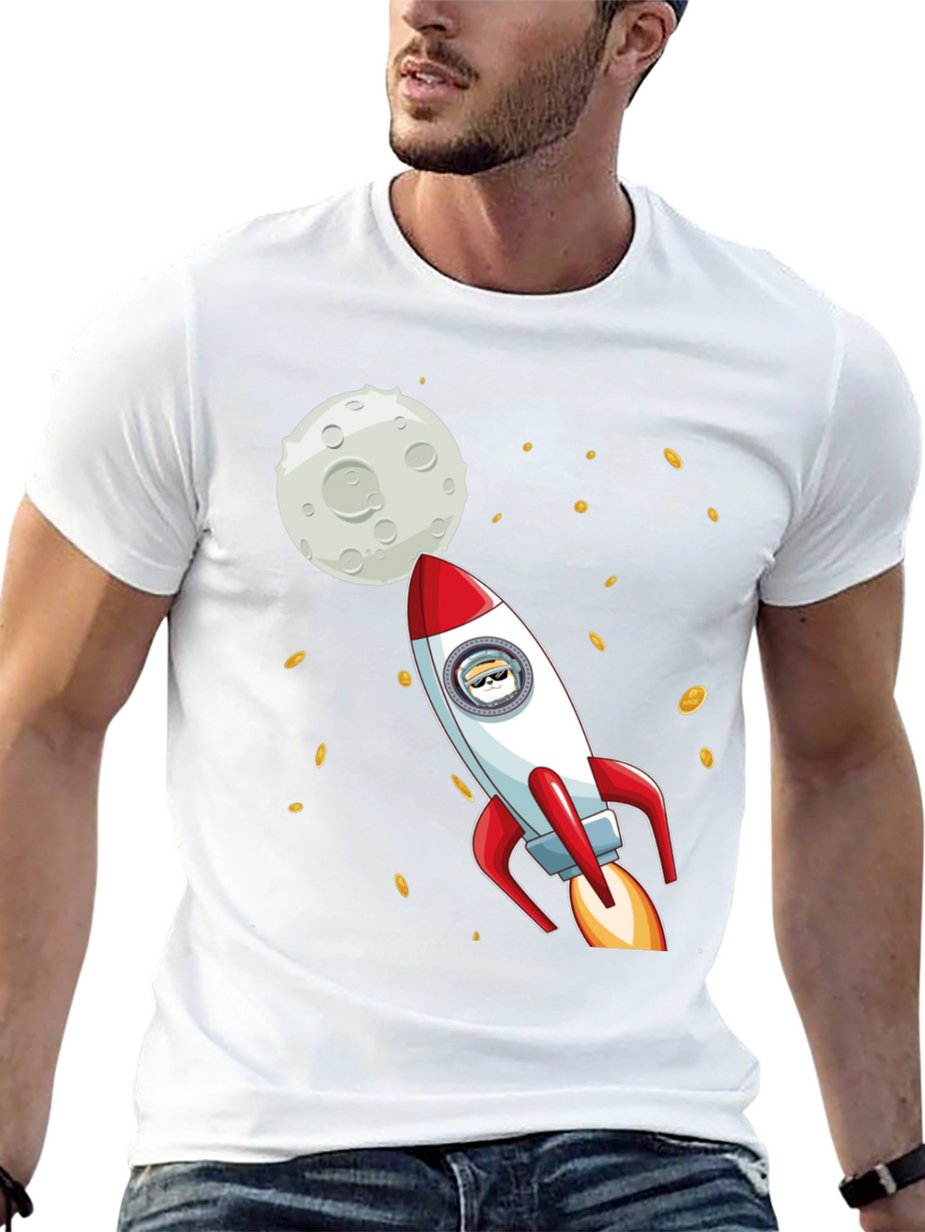 Dogecoin Rocket to the Moon T-Shirt