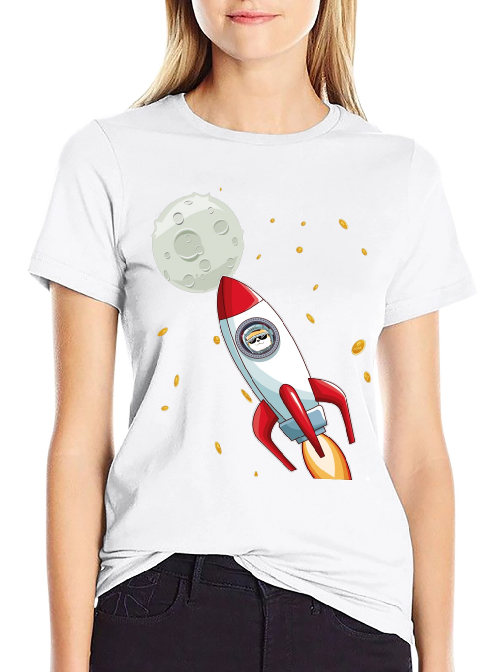 Dogecoin Rocket to the Moon T-Shirt