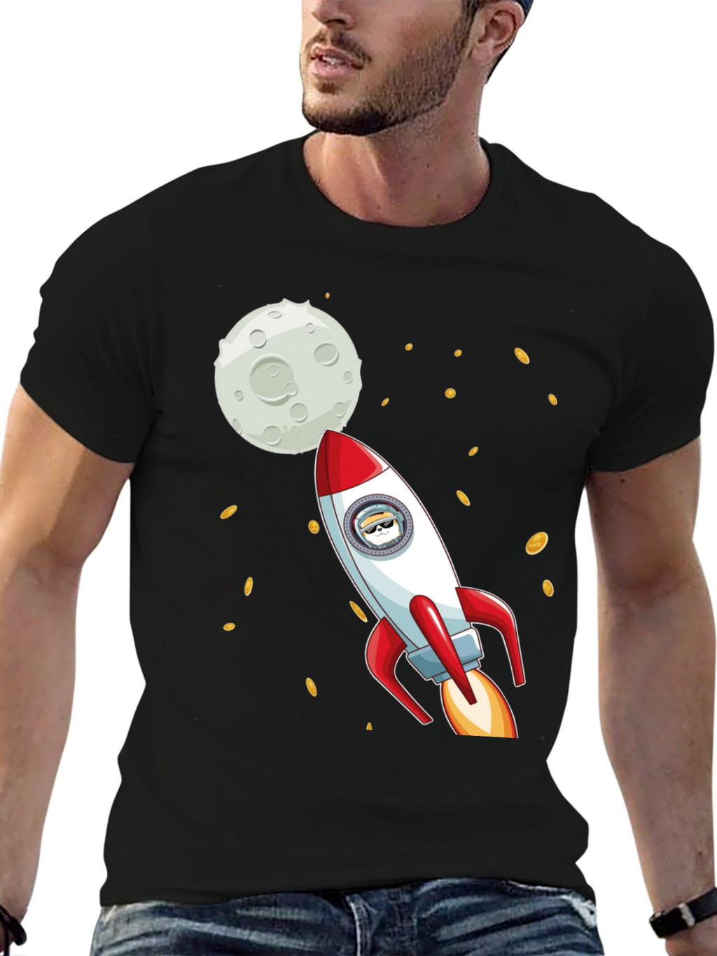 Dogecoin Rocket to the Moon T-Shirt