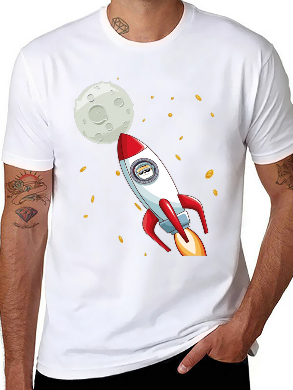 Dogecoin Rocket to the Moon T-Shirt