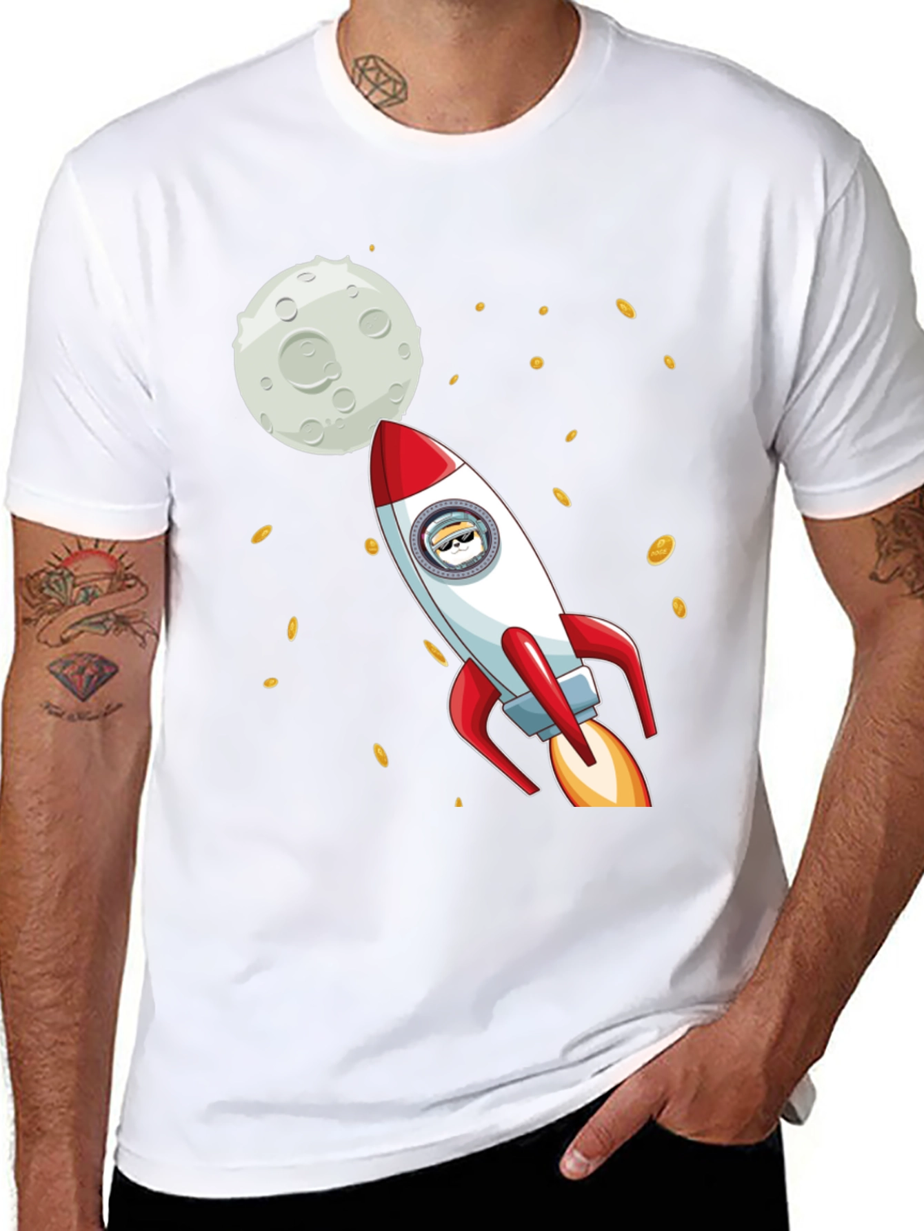Dogecoin Rocket to the Moon T-Shirt