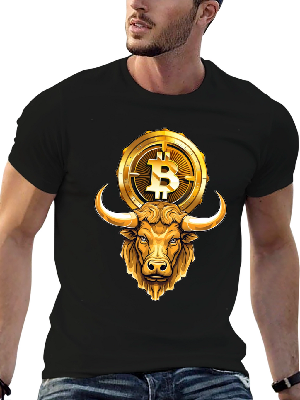 Bull & Bitcoin Graphic Tee - Crypto T-Shirt