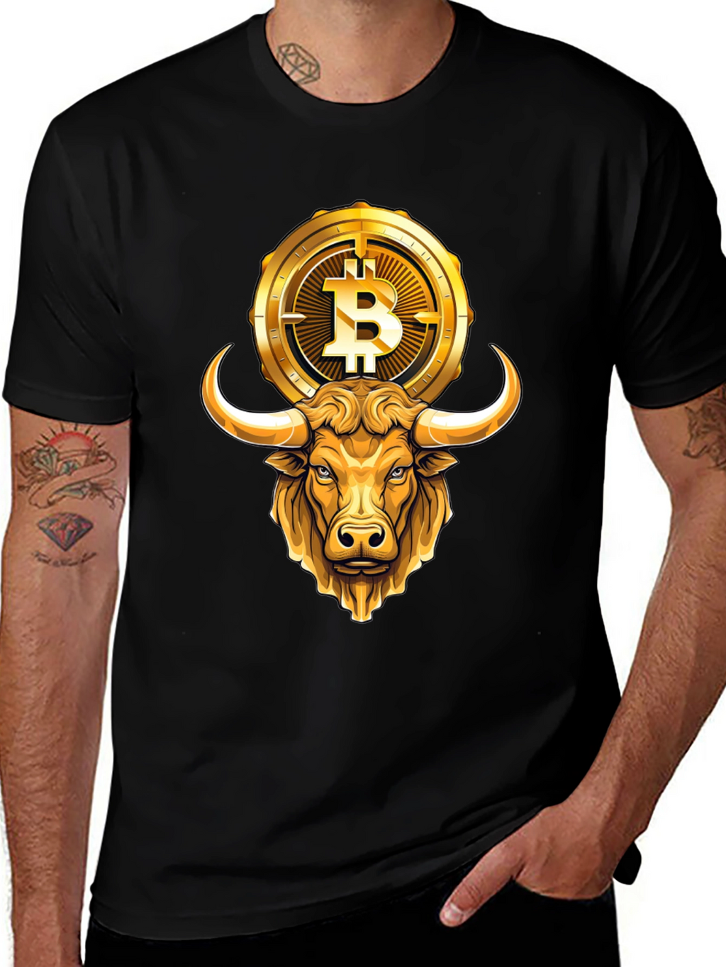 Bull & Bitcoin Graphic Tee - Crypto T-Shirt