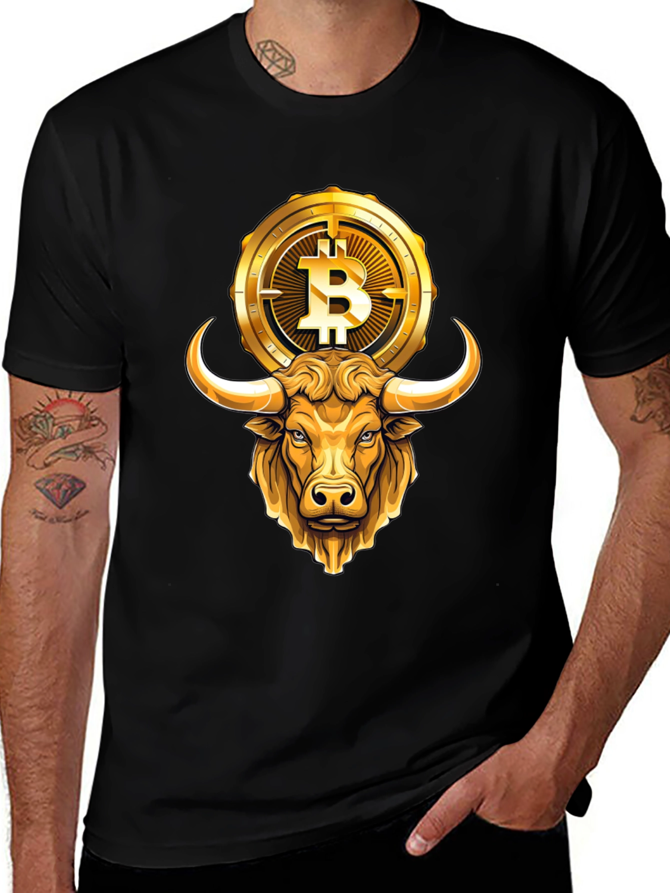 Bull & Bitcoin Graphic Tee - Crypto T-Shirt