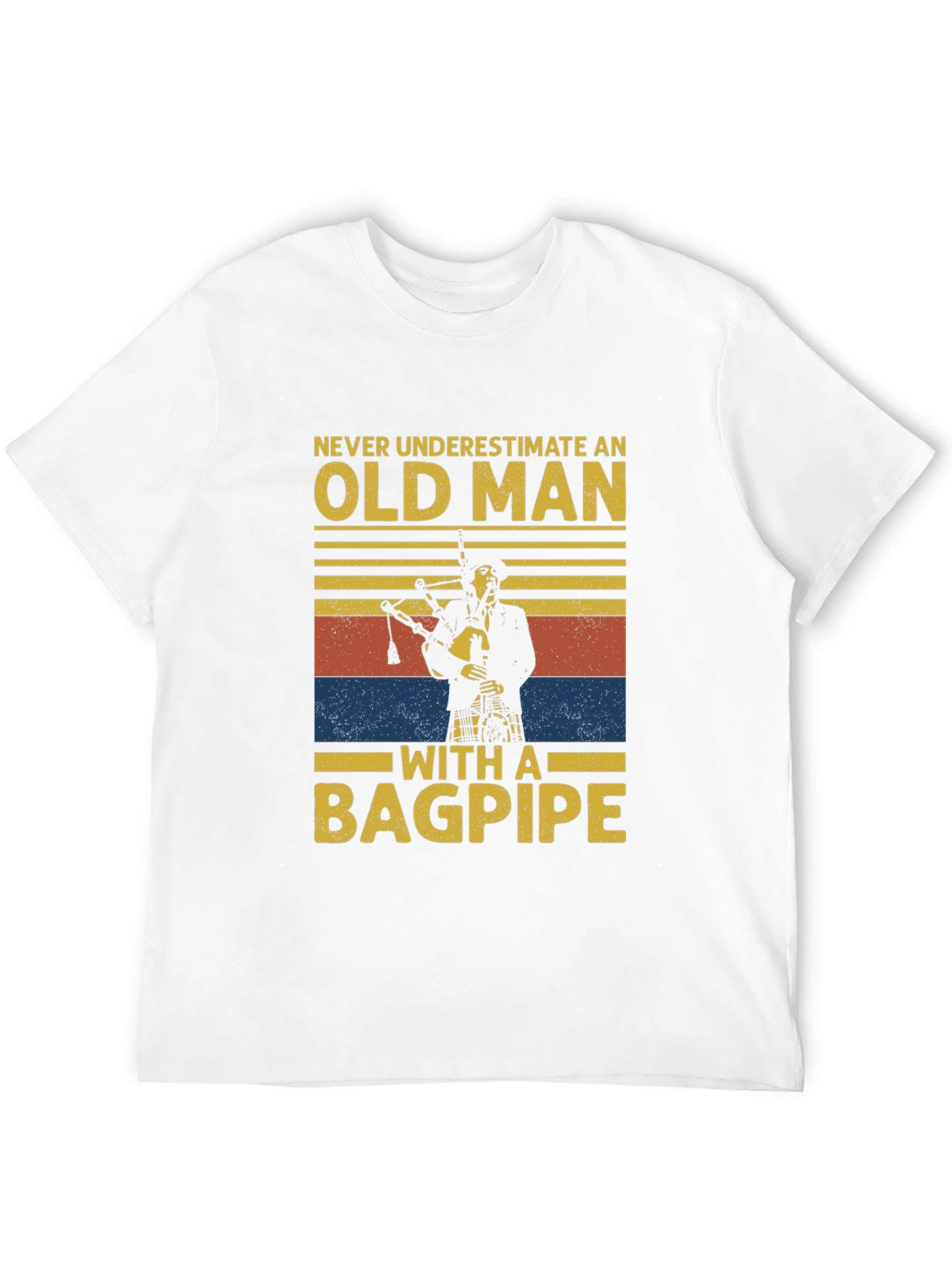 Old Man with a Bagpipe T-Shirt - Novelty Graphic Tee