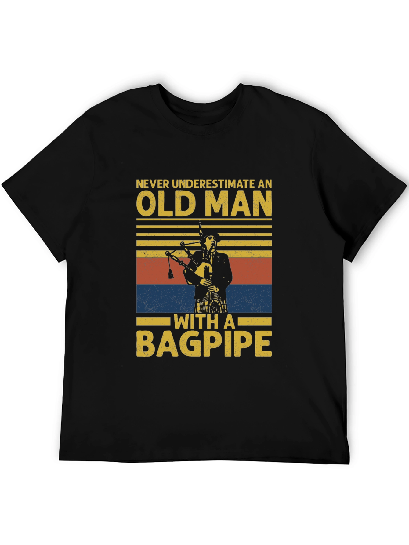 Old Man with a Bagpipe T-Shirt - Novelty Graphic Tee