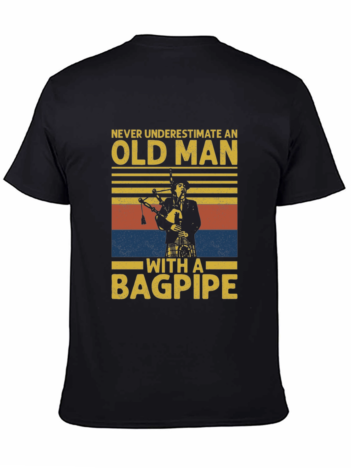 Old Man with a Bagpipe T-Shirt - Novelty Graphic Tee
