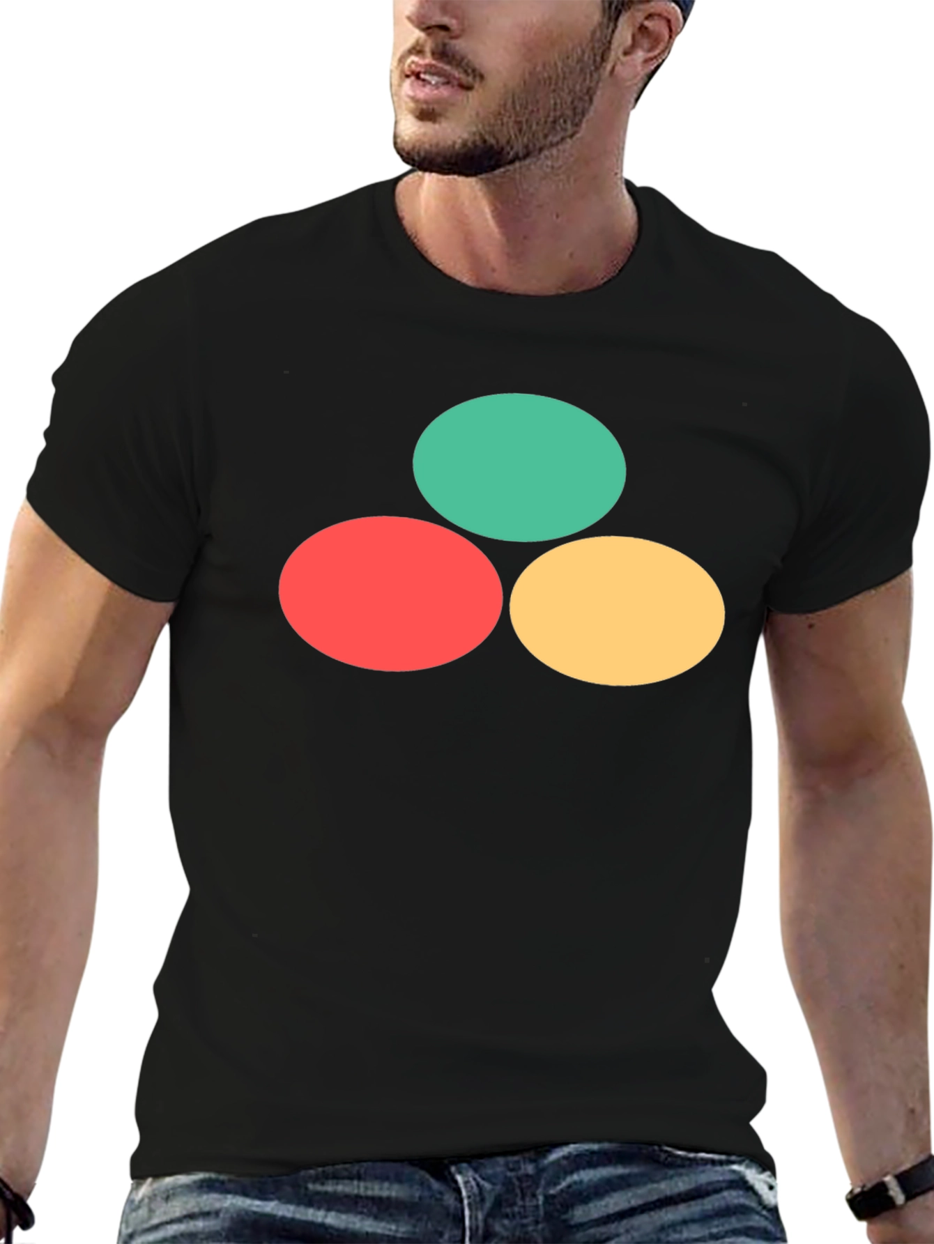 Color Circle Graphic Black T-Shirt