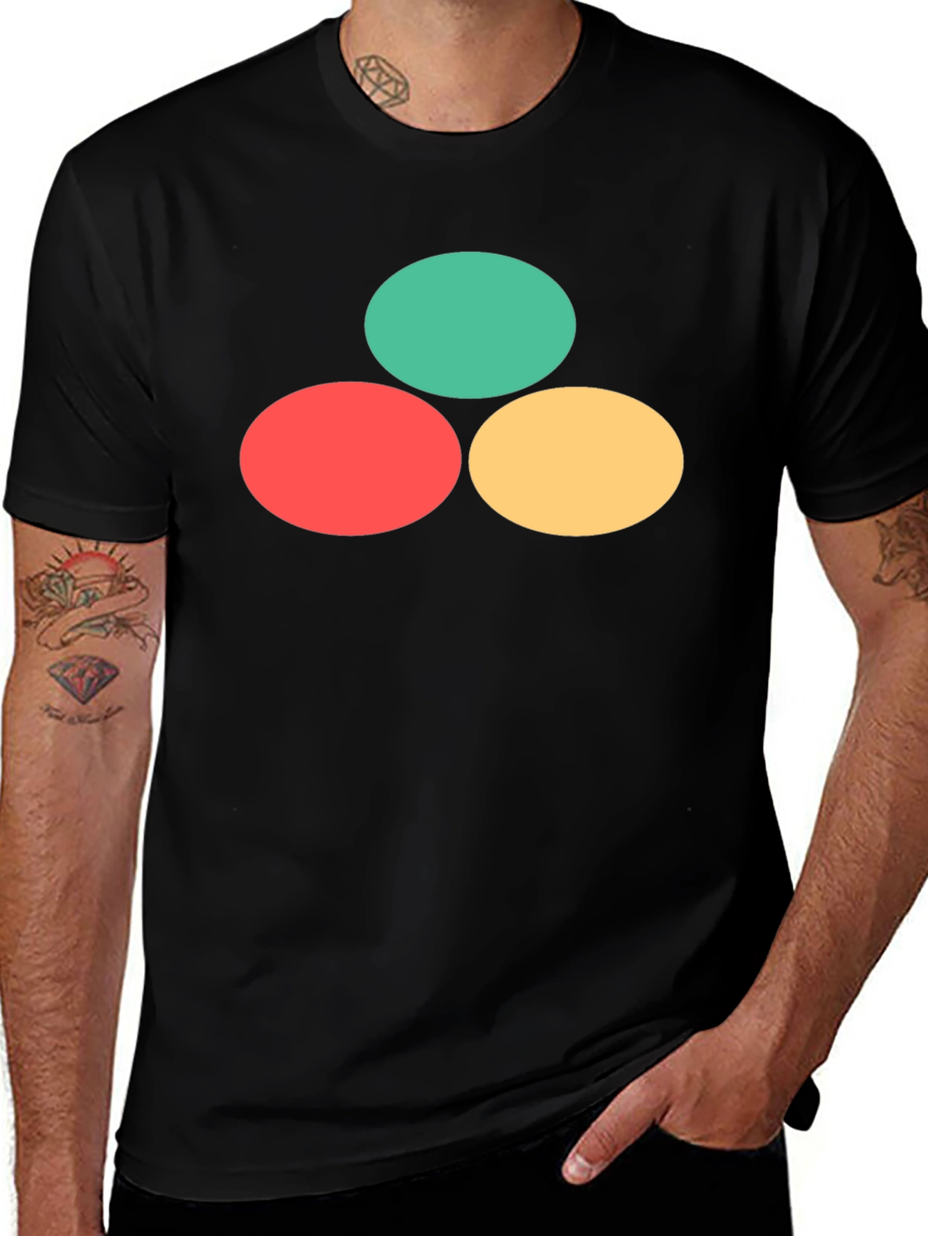 Color Circle Graphic Black T-Shirt