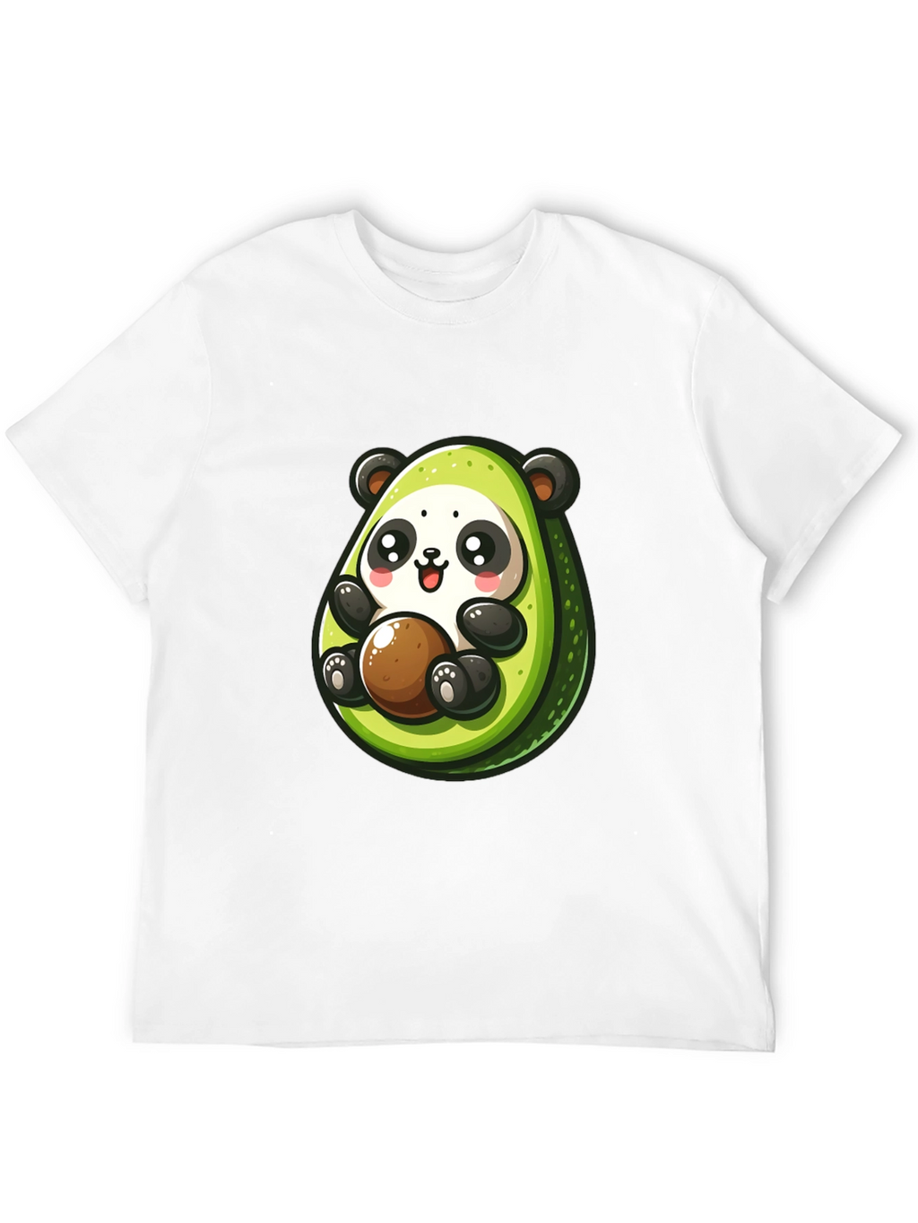 Cute Avocado Panda Black T-Shirt