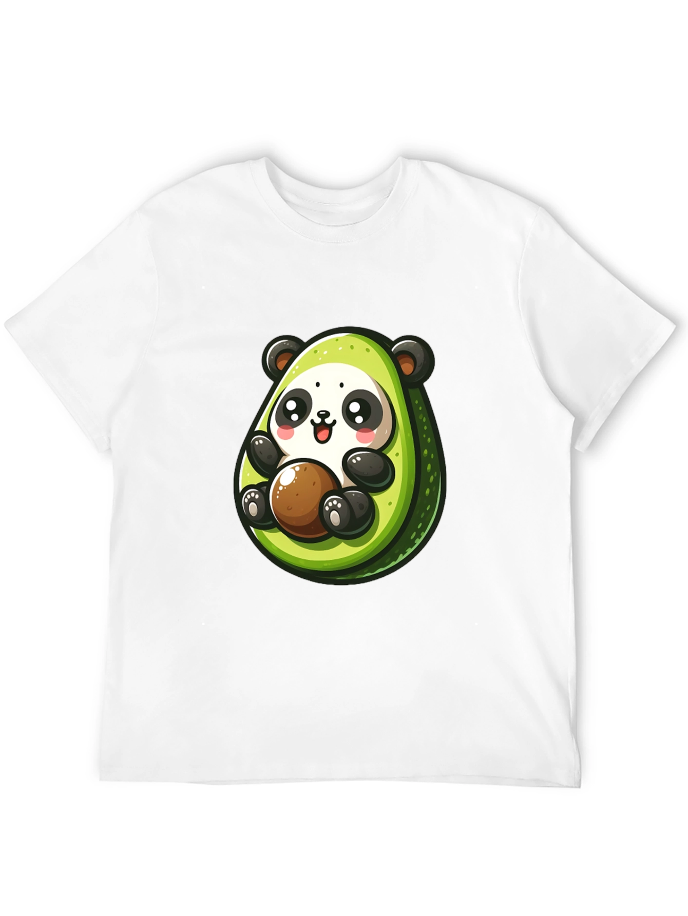 Cute Avocado Panda Black T-Shirt