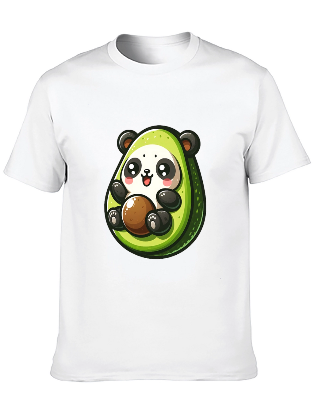 Cute Avocado Panda Black T-Shirt